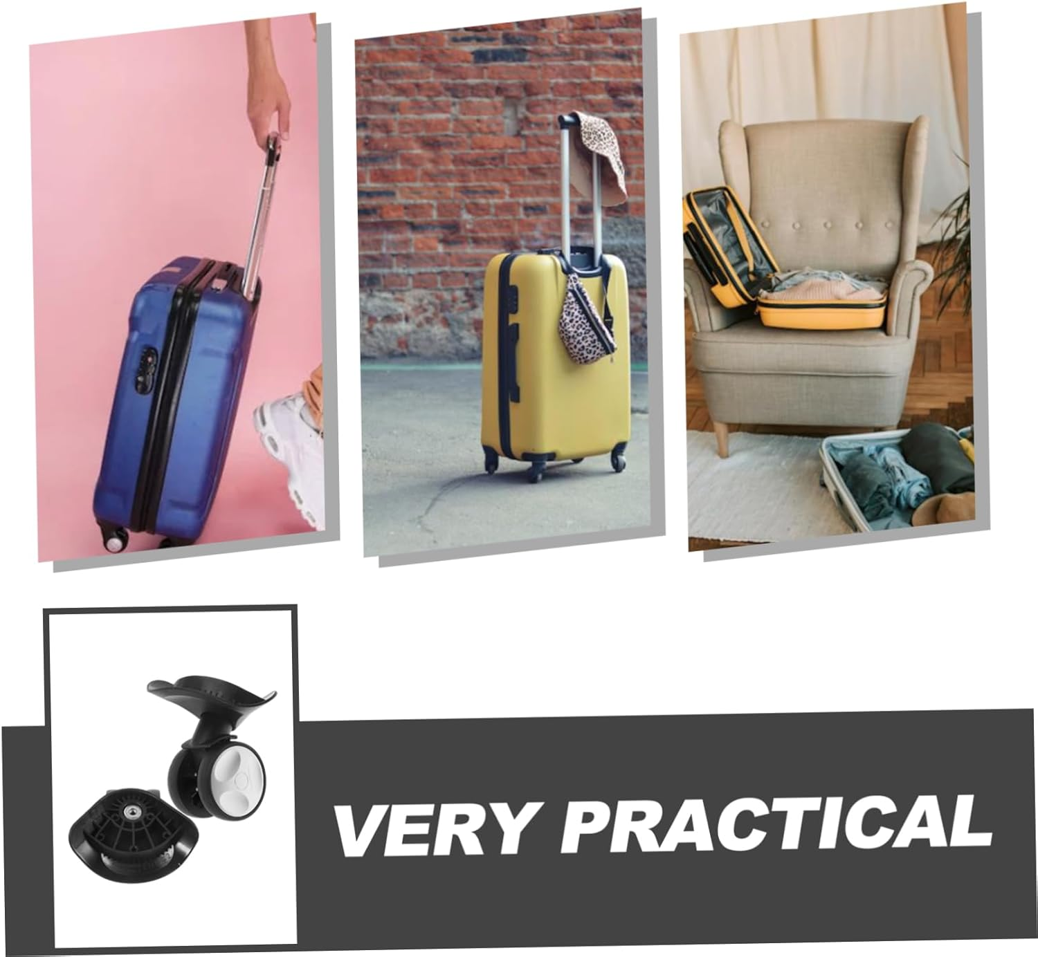 COLLBATH Travel Luggage Wheel Accessories Sturdy Plastic Suitcase Wheels Covers for Replacement image number 1