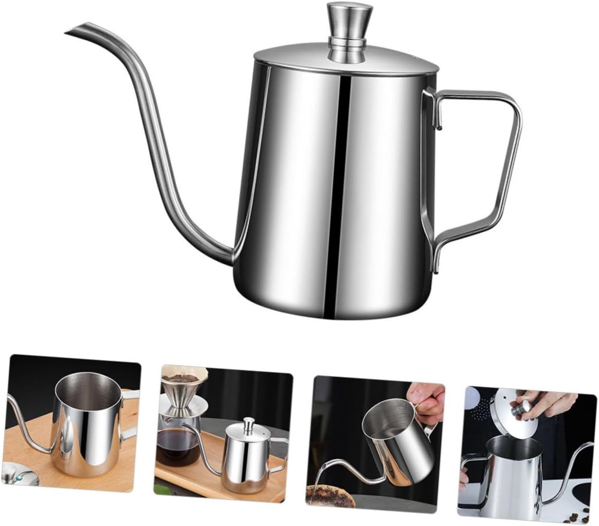 HEANUJJ Stainless Steel Mini Coffee Pot with Lid Polished Household Water Kettle for Home Office and Tea Use Fine Workmanship and Practical Design image number 6