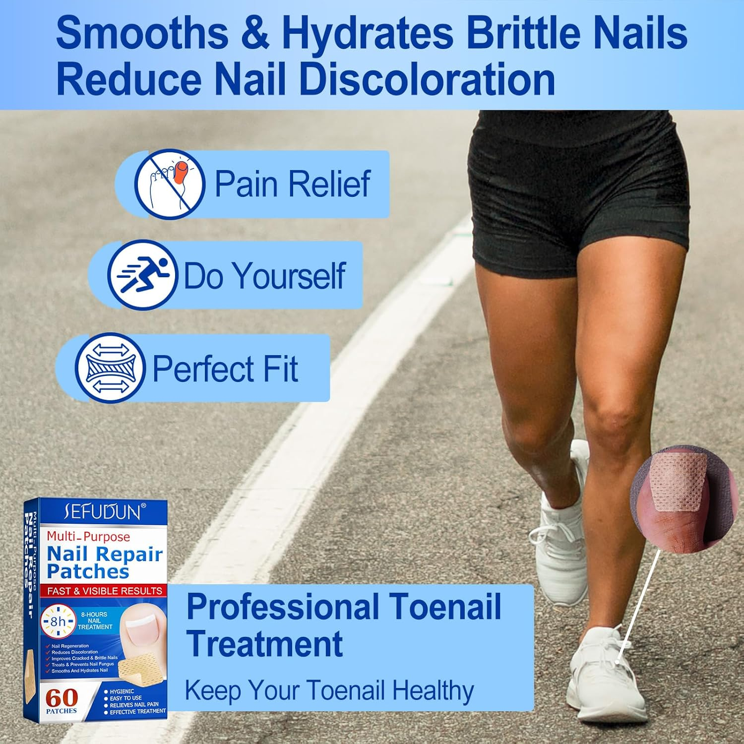 Fungal Nail Treatment,Nail Repair Patches 60Pcs,Toe Nail Treatment,Nail Repair Treatment for Restores Damaged Nails, 8 Hour Overnight Nail Repair Restores Healthy Nails