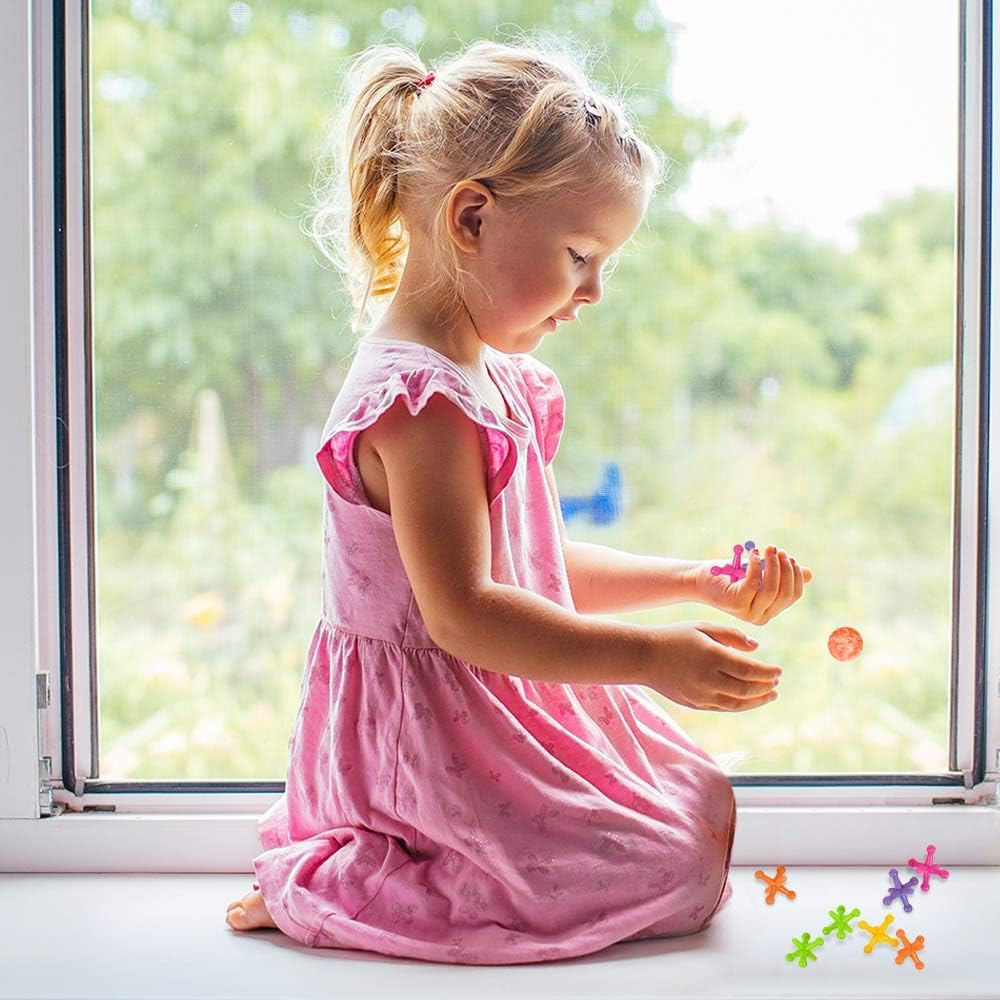 Artcreativity Large Neon Jacks Game, 3 Sets, Each Set with 10 Plastic Jacks and 1 Marbleized Rubber Ball, Vintage Toys, Fun Activity for Kids, Birthday Party Favors for Boys and Girls image number 3