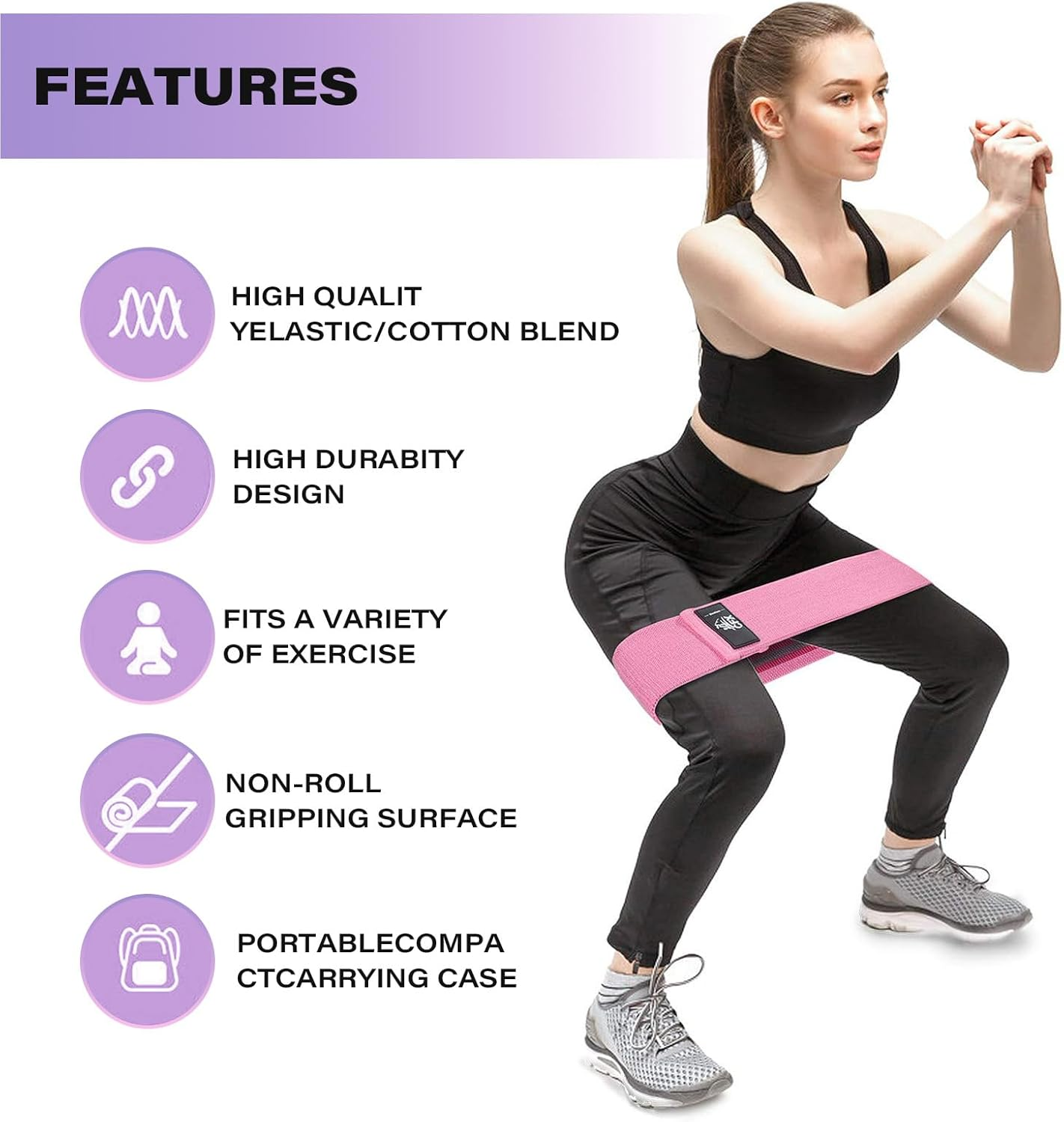 3Pcs Non-Slip Fabric Resistance Bands for Working Out, Loop Exercise Bands for Booty Leg, Butt, Glute, Stretch Workout Bands for Women & Men, Hip Elastic Bands for Home Gym Fitness, Yoga, Pilates image number 2
