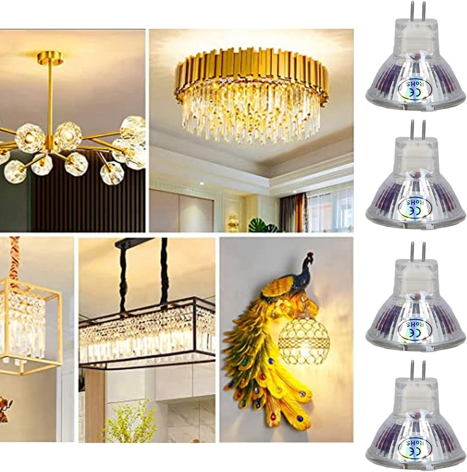 4Pcs MR11 LED Bulb, 5W 500Lm Replacement with 15 Beads Double Pin Base for Spotlight Landscape Lamp (Warm White) image number 3