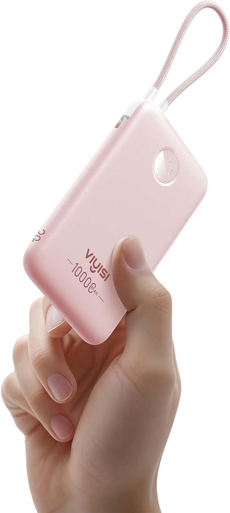 VIYISI 10000 Mah Power Bank Ultra Slim 22.5W Portable Charger Fast Charging with Built-In Type-C Cable Compatible with Iphone 16 15 Samsung S24 S23 S22 - Black