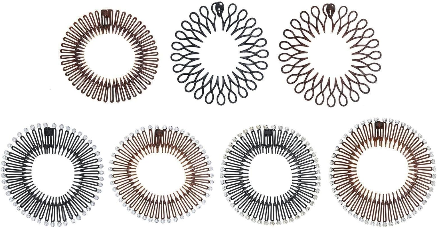 Full Circle Stretch Comb Teeth Spring Headband Woman Hairband Circles Dental Hair Adjustable N0W3 Fixed Rhinestone Headband Wash image number 2
