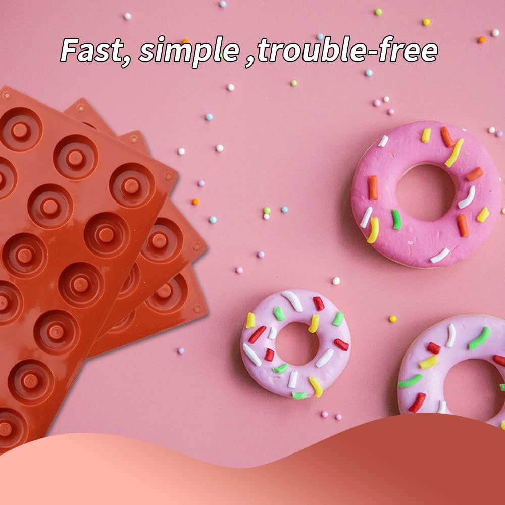 YMPEKA Donut Mold Silicone for Baking Mini Donut Pan 18 Cavity Doughnut Baking Mold Tray BPA Free and Dishwasher Safe, Non-Stick Silicone Baking Pan for Making Muffin Cakes, Tart, Bread image number 2