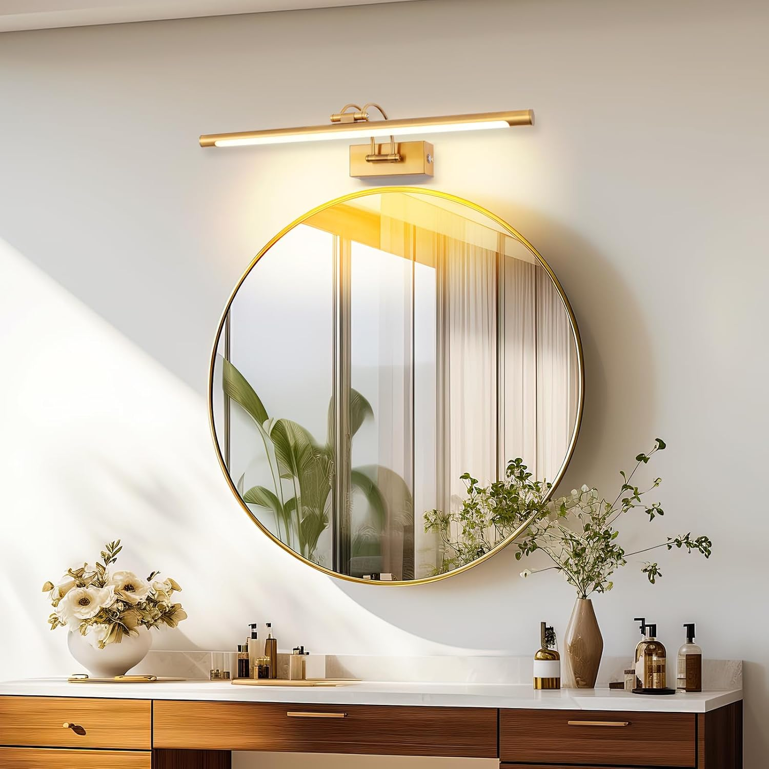 Mantolite Dimmable Picture Wall Light, 15 W, Brass, 60 Cm, LED Bathroom Mirror Light with Rotating Lamp Head for Hotel Restaurant Arc Arm, 3000 K / 4500 K / 6000 K Bed Reading Lights Display Lamps image number 1