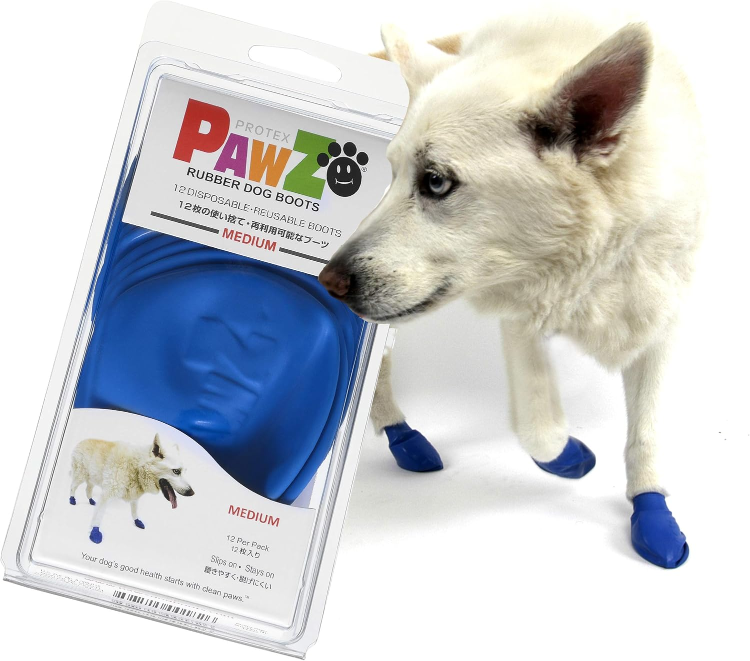 PAWZ Rubber Dog Boots Japanese Limited Package Blue M Size