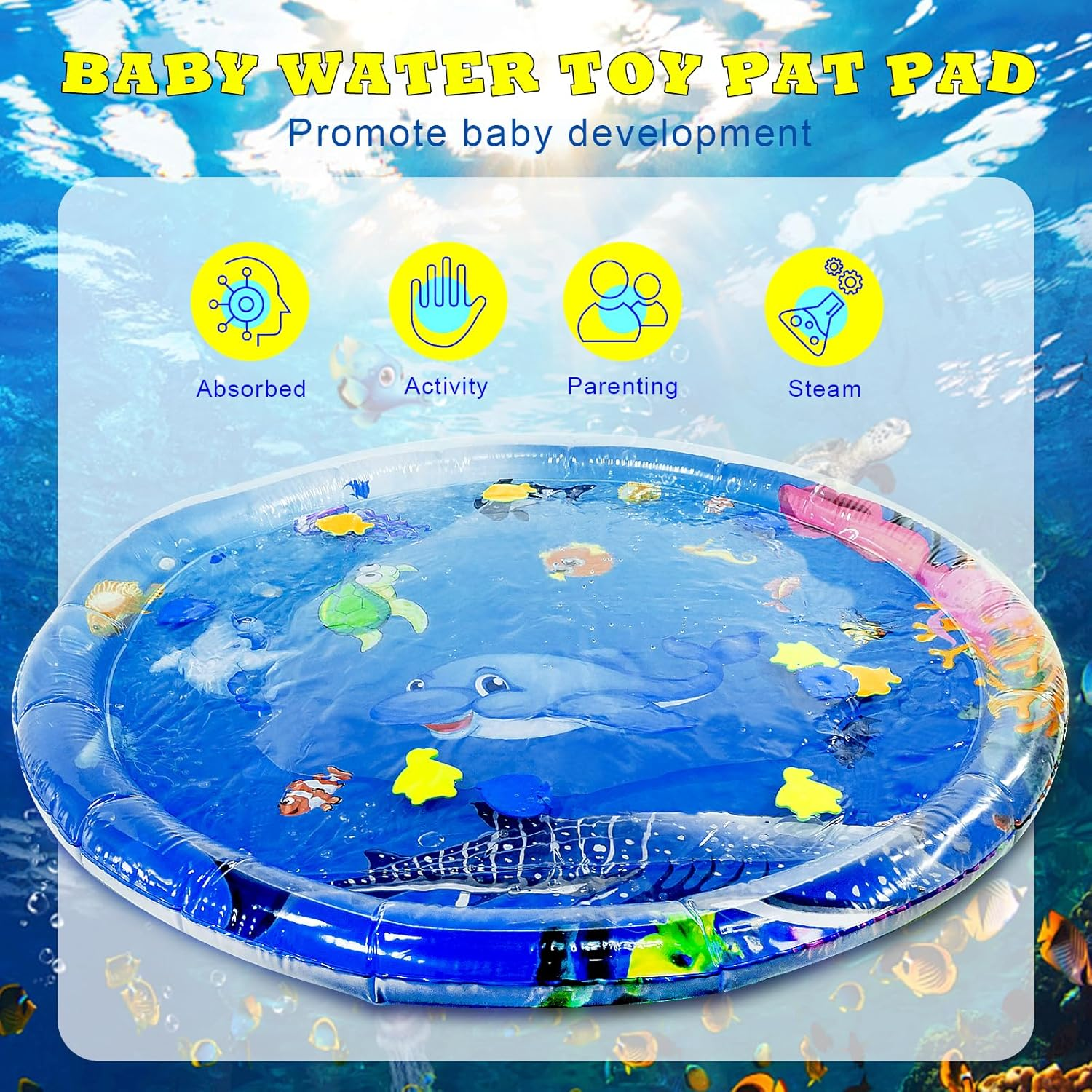 Inflatable Tummy Time Mat Premium Baby Water Play Mat for Infants and Toddlers, Strengthen Your Baby'S Muscles, Portable Pat & Play Stimulation for Boys Girls 6 Month to 3 Years image number 4