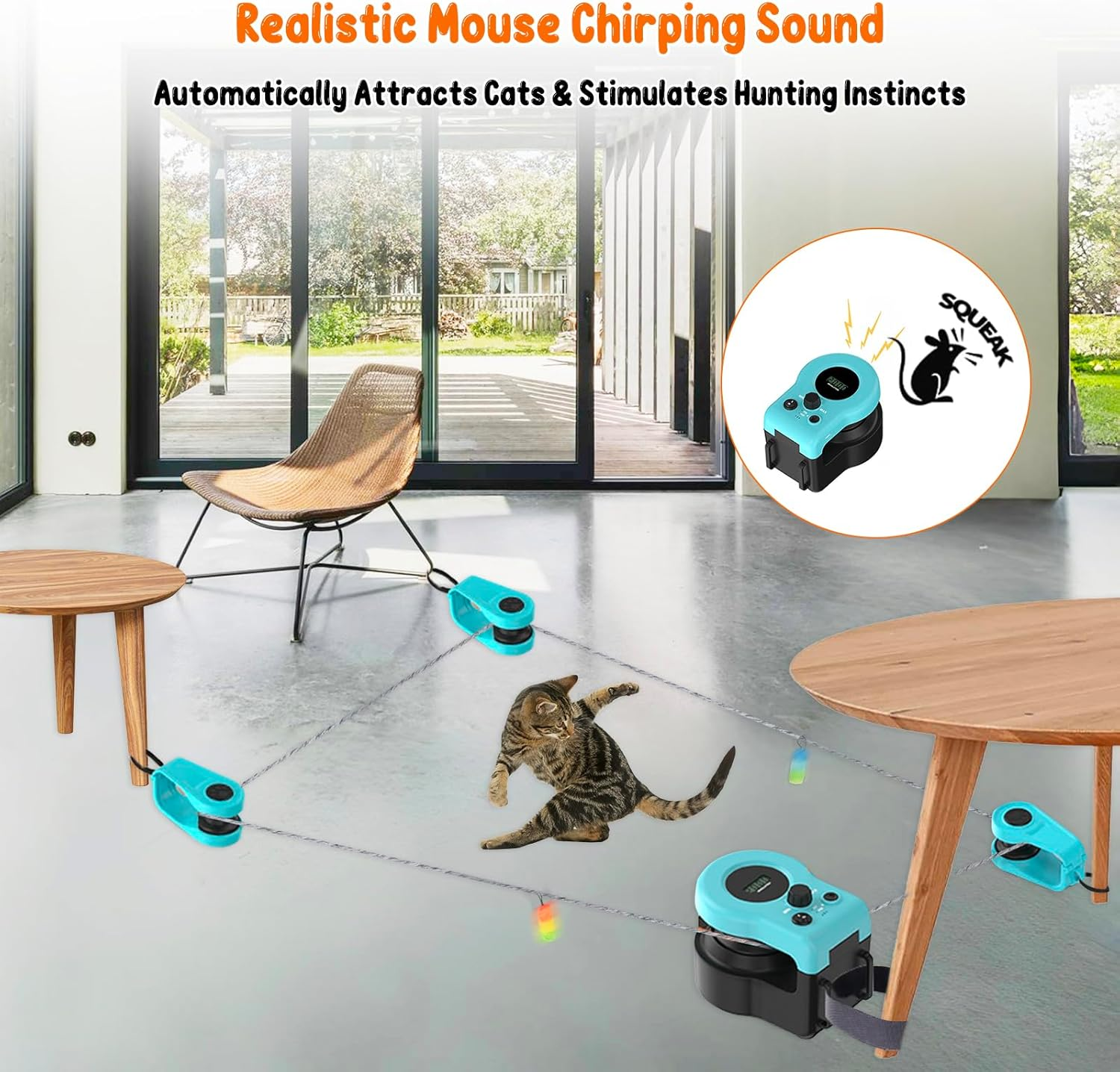 Homegroove Interactive Cat Toys for Indoor Cats, Auto/Remote Control DIY Cat Mouse Hunting Treadmill, Adjustable Speed Cat Chase Toy for Fitness, Playtime & Energy Release (Blue)