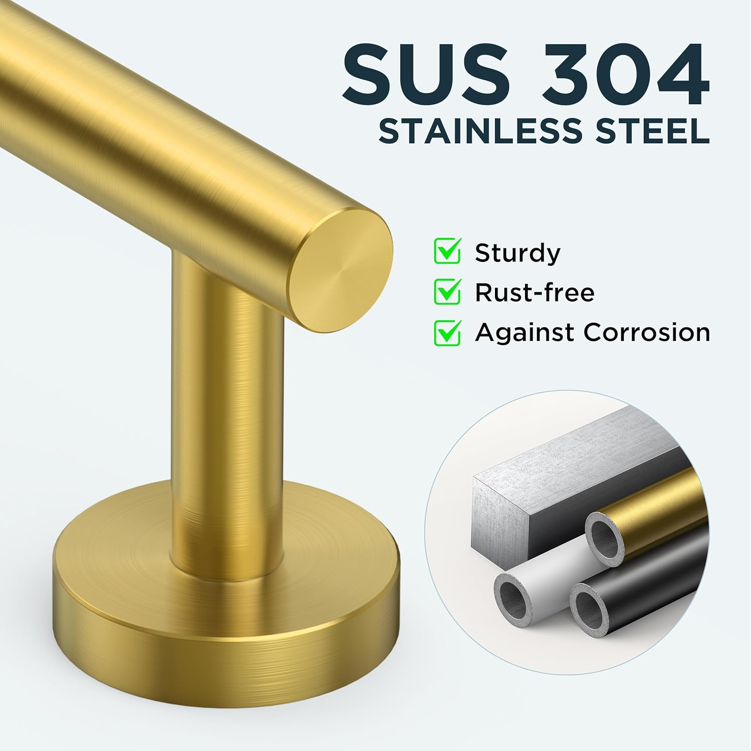 FORIOUS Toilet Roll Holder Set 4 Piece, SUS304 Stainless Steel Wall Mounted, Bathroom Hardware Set with Hand Towel Ring and TP Holder and Towel Hooks, Gold - Gold image number 3