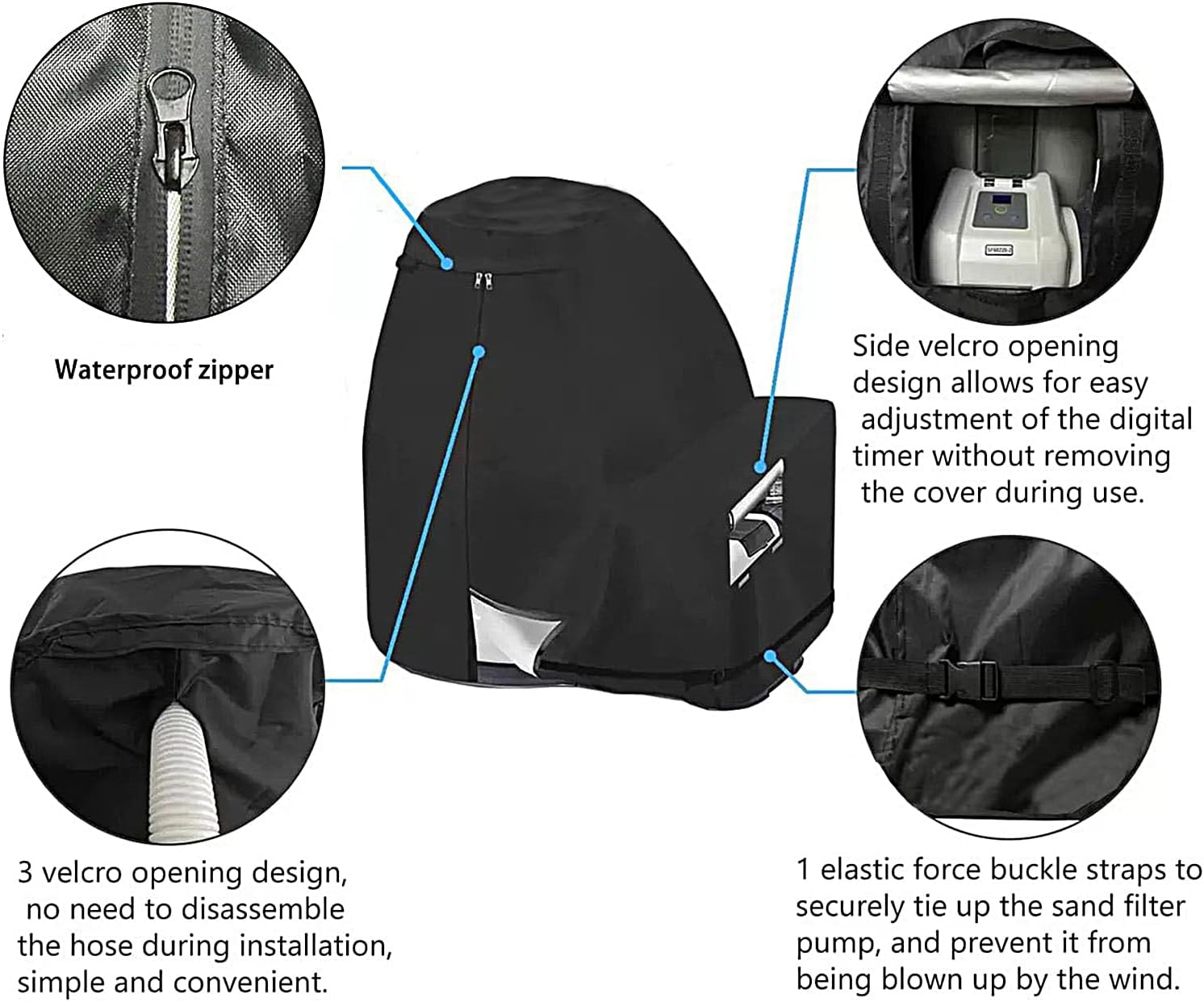 Sand Filter Pump Cover | Waterproof Sand Filter Sleeve,Filtration System Guard for Home Pond Winter Outdoor Garden Lake Yard Daily Water Maintenance Storm image number 3