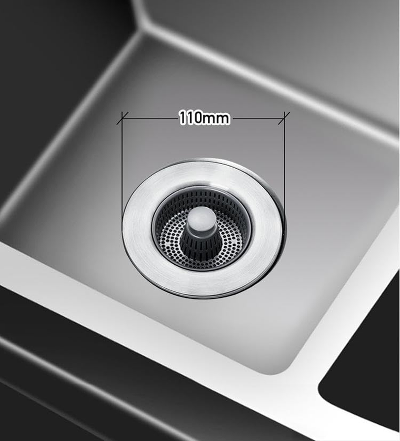 Kitchen Sink Drain Strainer and Stopper Combo, Universal Kitchen Drain Press Bounce Device Stainless Steel Sink Drain Stopper (Silvery, 11Cm) image number 5