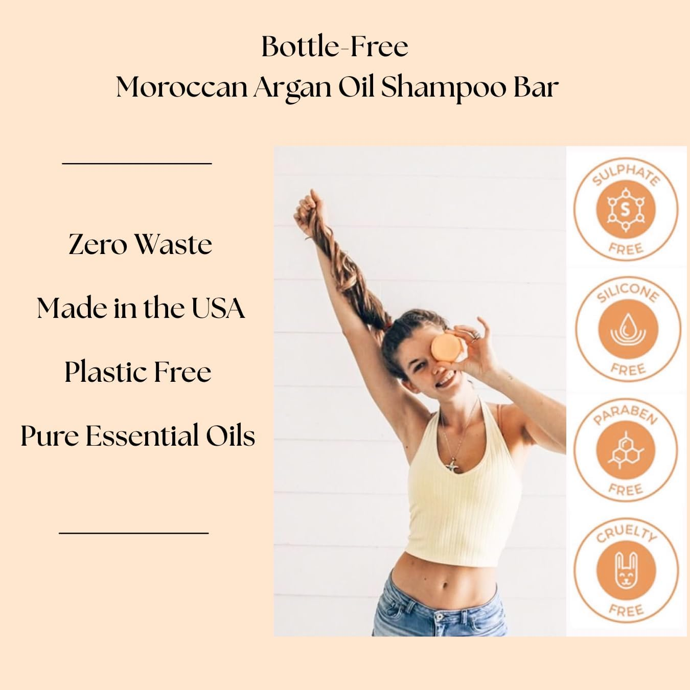 Aspen Kay Naturals Moroccan Argan Oil Shampoo Bar, Organic, Vegan, Volumizing Shampoo for Curly or Straight Hair. Citrus Scent, Paraben & Sulfate Free, Made in USA - 3 Oz. image number 3