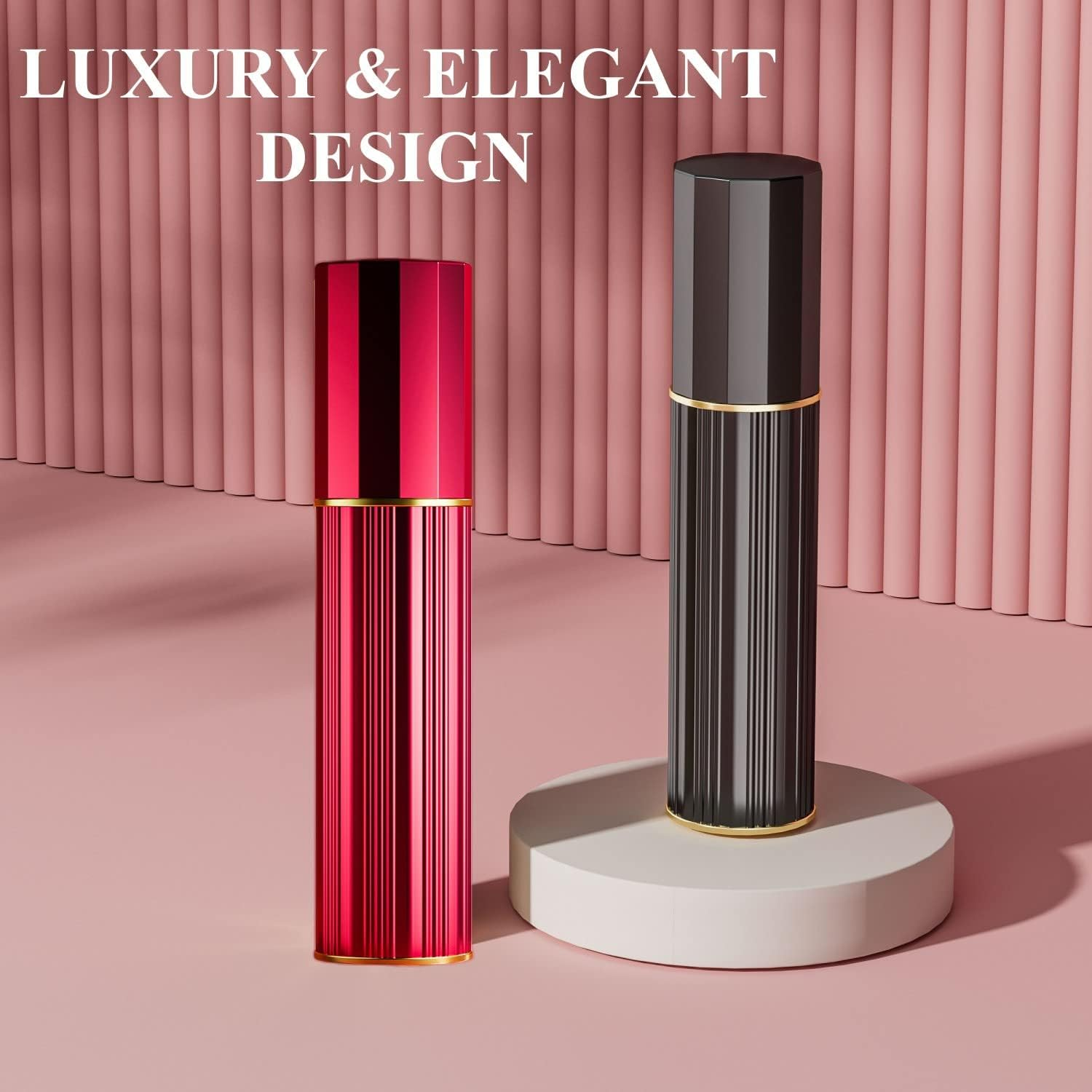 Perfume Atomiser Refillable, Mini Travel Size Perfume Bottles Empty, Small Spray Bottle with Bottom Pump by Aurdox, Leaking Proof and Portable for Women and Men, Elegant Design, 5Ml (Red） - Gold image number 6