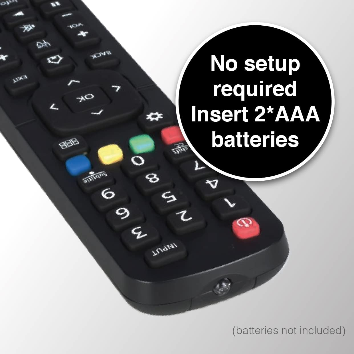 Laser Hisense TV Replacement Remote Control, No Setup Required, Lightweight Ergonomic Design, Easy to Use, Powered by 2 AAA Batteries, Compatible with Hisense Smart LED LCD Tvs image number 5