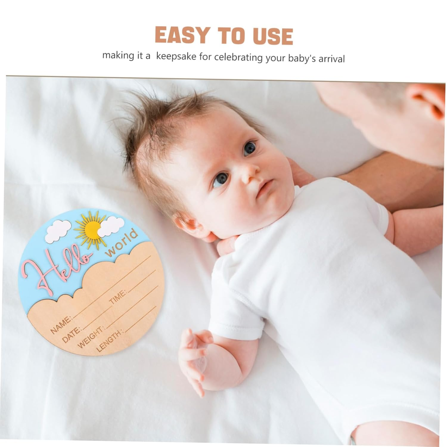 BESPORTBLE round Name Plaque for Photo Props for Shower Nursery Safe Smooth Finish Keepsake for Newborn Boys - Multi image number 7