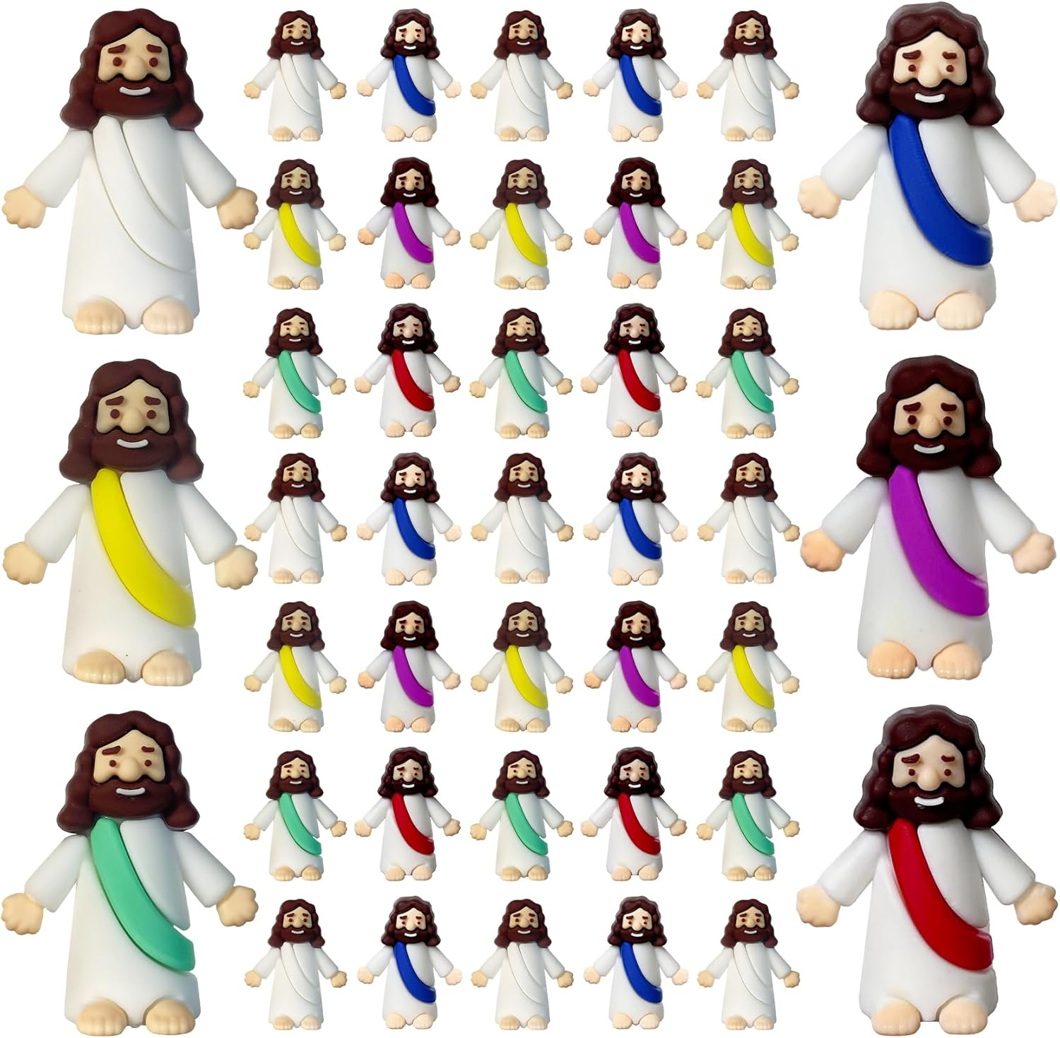 AKFAHOIF Mini Jesus Figurine, Set of 30Pcs Action Figures Little Jesus Figures, Tiny Jesus Figures to Hide and Seek Religious Gifts for Easter Egg Stuffers (Mix,30)