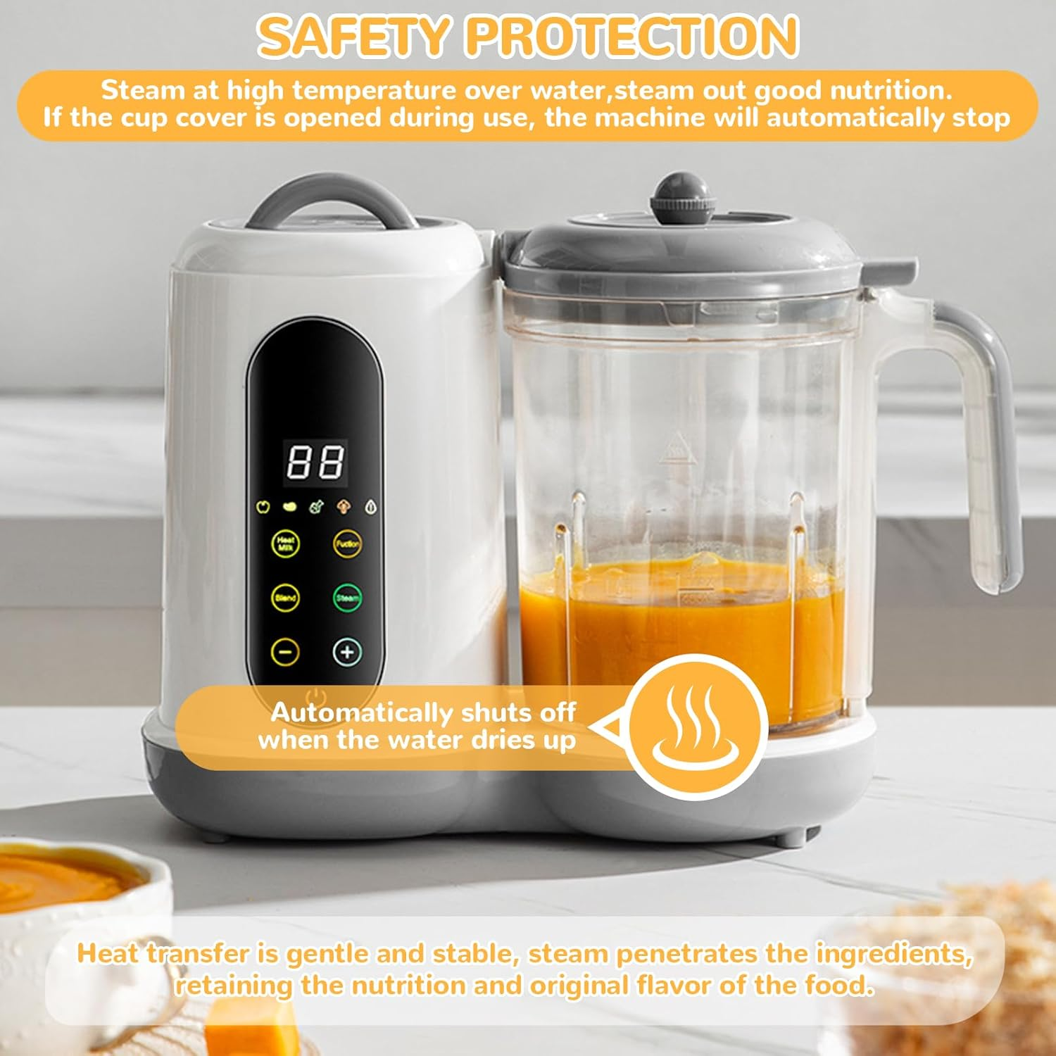 Baby Food Maker, Baby Food Processor, One Level Baby Food Maker, Steamer Mixing, Baby Porridge Maker, Baby Steaming, 400 Ml, 4 Cooking Presets, Automatic Cooking, Self-Cleaning image number 5