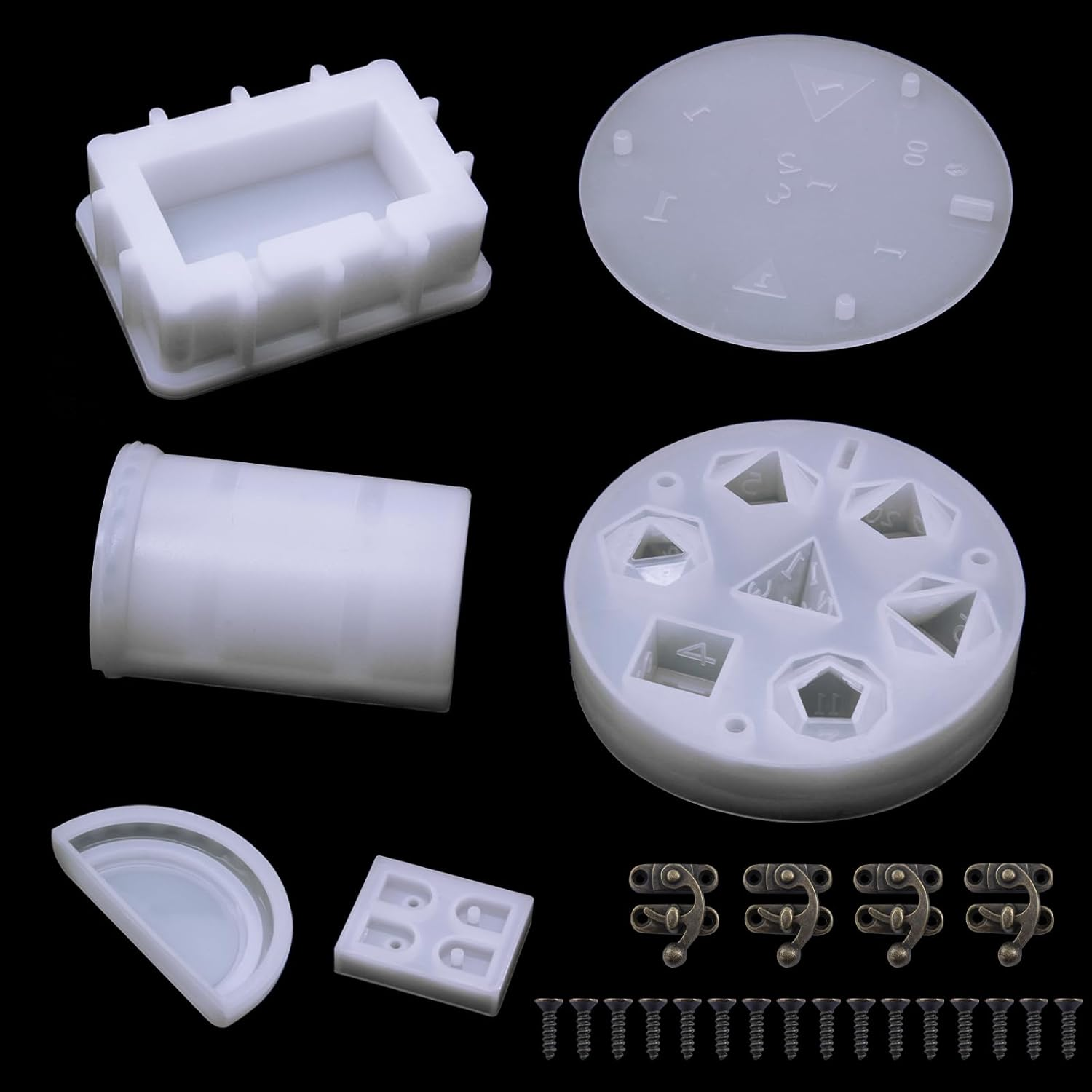 Silicone Dice Box Mold for DND Dices, 7 Shapes Dice Silicone Mold with Silicone Treasure Storage Box Mold, Epoxy Mold for Casting and Storing Dice, DIY D and D Game Lovers Gifts image number 4