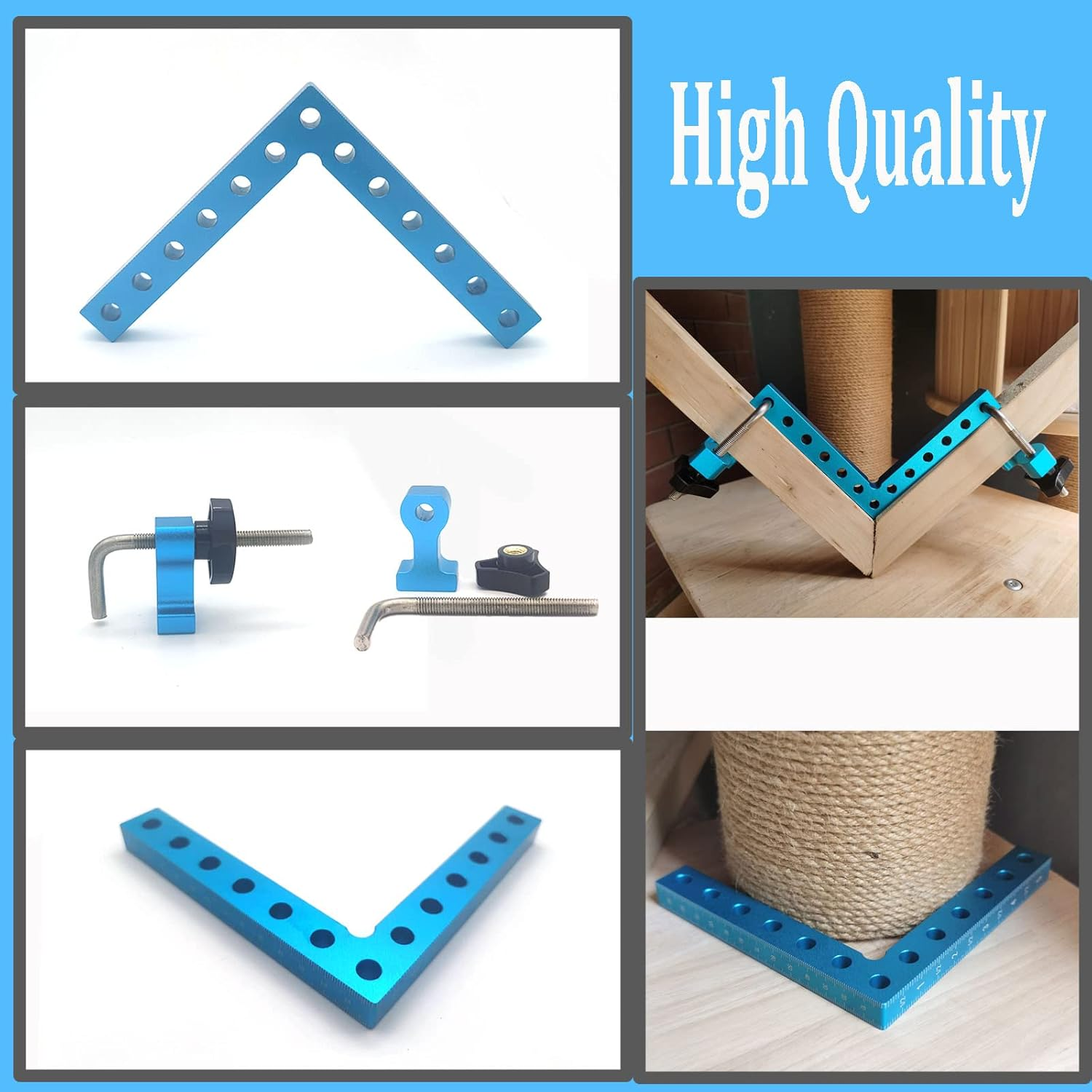 5.5"&times;5.5" 90 Degrees Positioning Squares, Right Angle Squares with 8 Clamps, Aluminium Alloy L-Type Corner Clamp Woodworking Clamping Tool for Picture Frames, Boxes, Cabinets (140Mm X 140Mm) image number 6