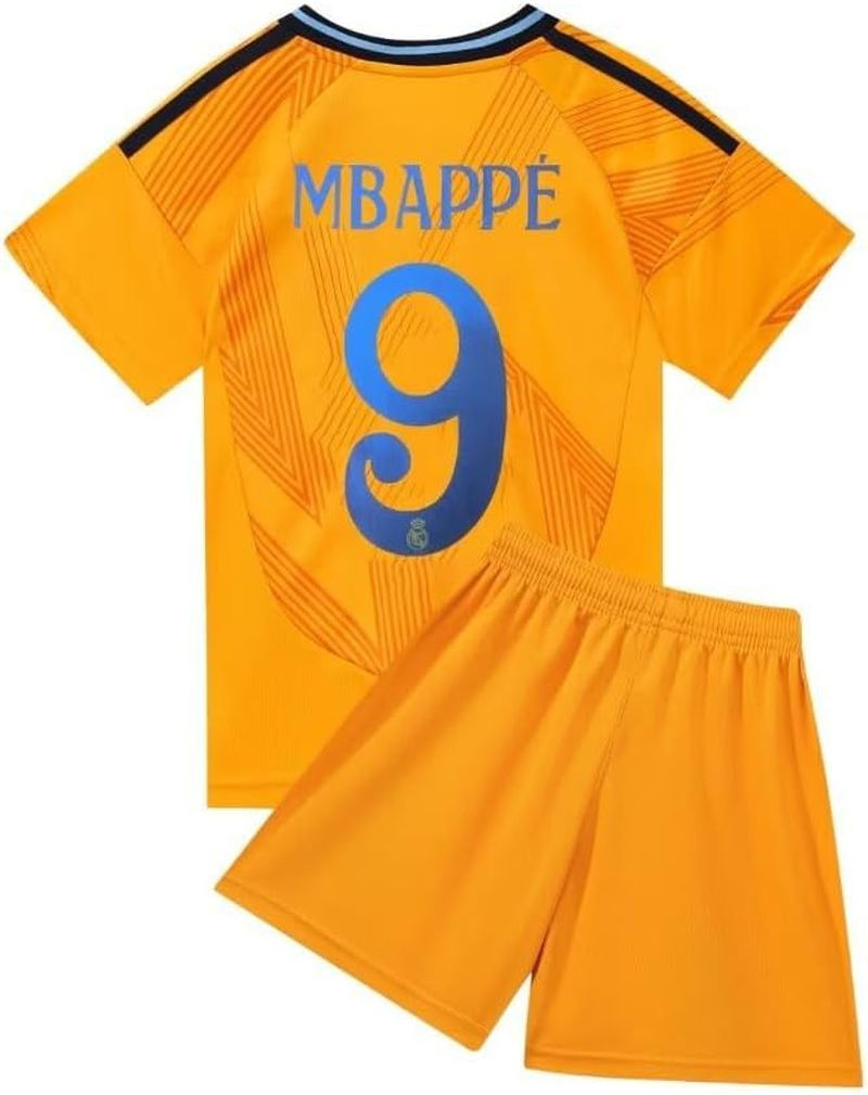 Mb 9# Madrid Soccer Jersey 2024/25, Mb Away Orange No.9 Club Football Jersey, Children'S Soccer Jersey Size 22-28 image number 5