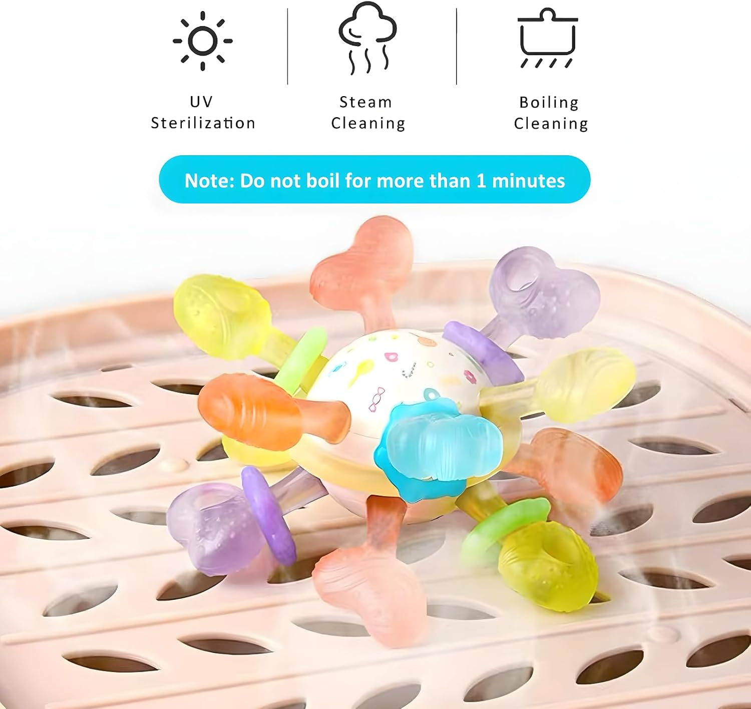 Baby Teething Toys, TOTCOZY Food Grade Silicone Teething Ball Toys with Multiple Textures, Colourful Sensory Development Rattle, BPA Free, 0 Months+