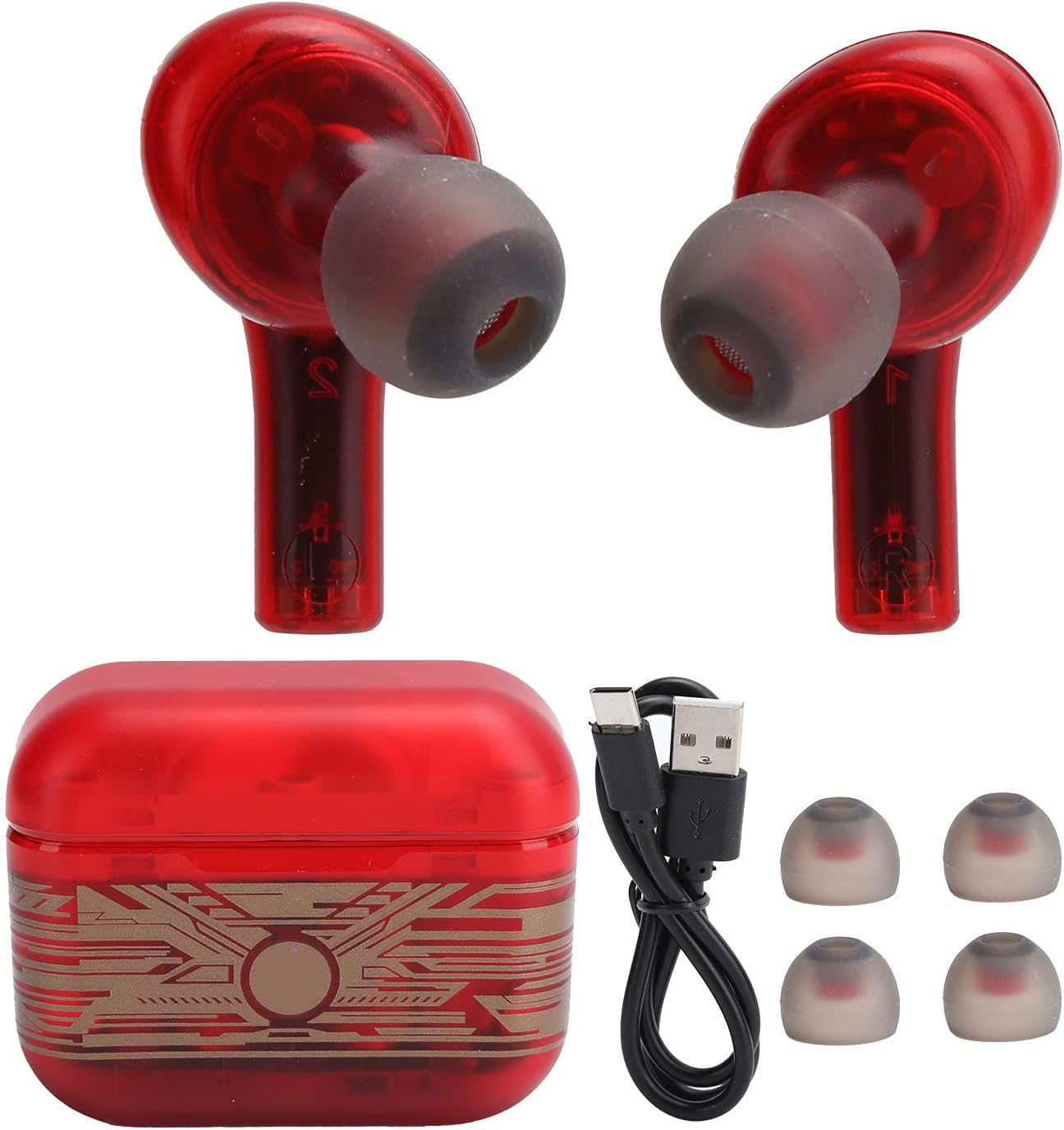 XUMIUZIY Wireless Earbuds, TWS 5.0 Touch Control Physical Noise Reduction Earbuds Dual Pickup Sound Transparent with Long Transmission Distance image number 3