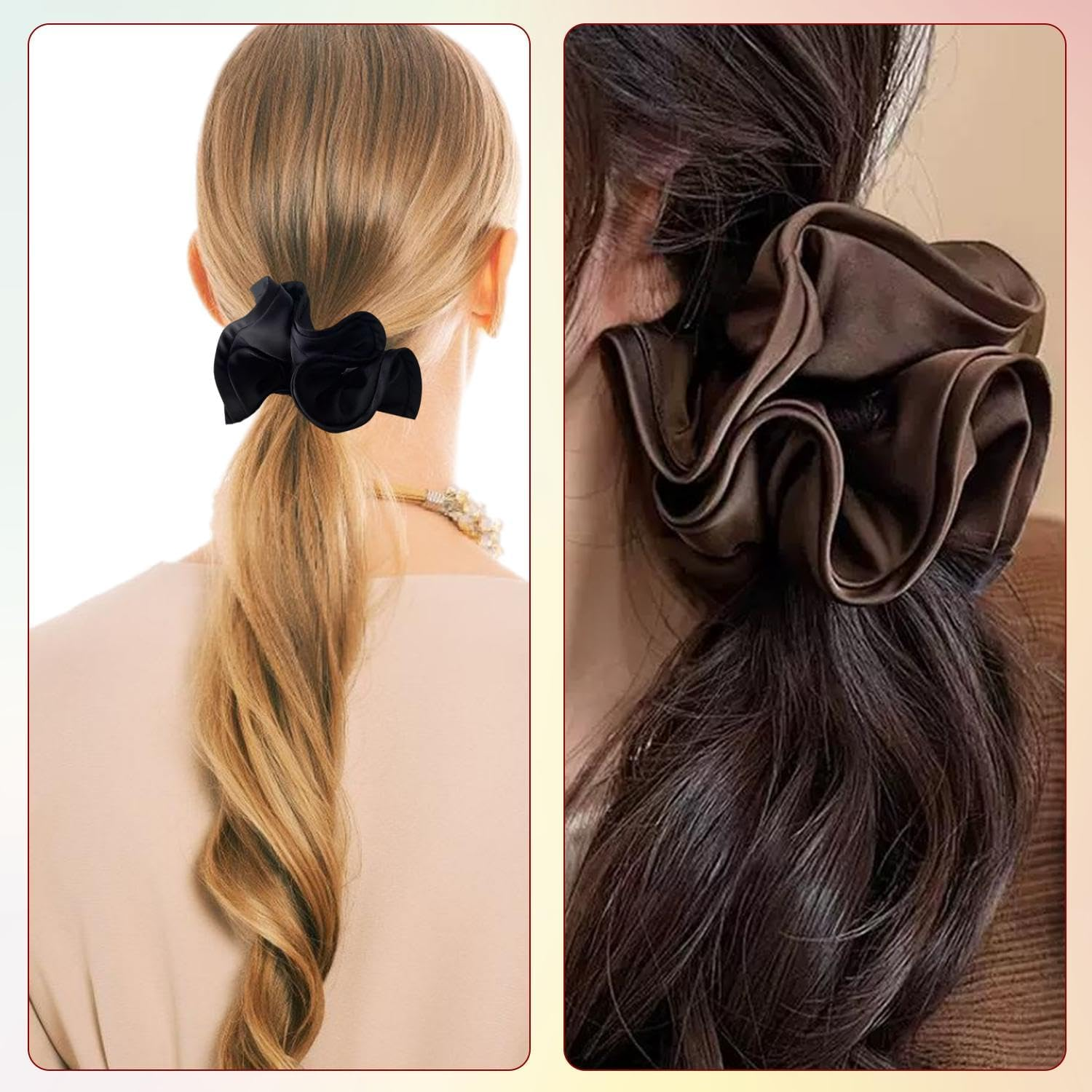 8 Pieces Satin Hair Rings Retro Hair Rings Women'S Hair Rings Ponytail Hair Rings Hairstyle Accessories image number 3