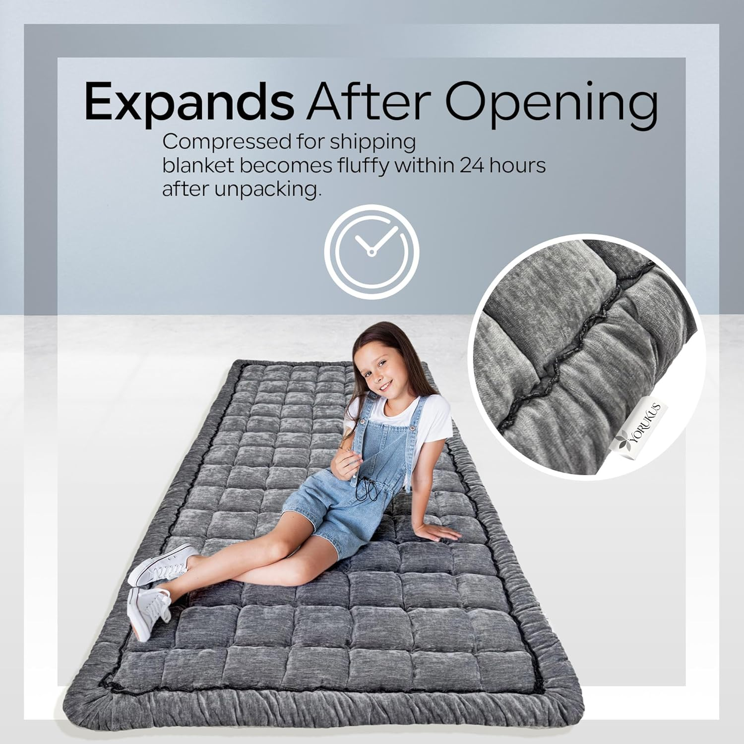 YORUKUS Backseat Pet Bed Mat, Plaid Dog and Cat Bed for Car, Non-Slip Travel Dog Bed, Custom Fit for Backseat Extenders and Seat Covers (Gray-White) image number 4