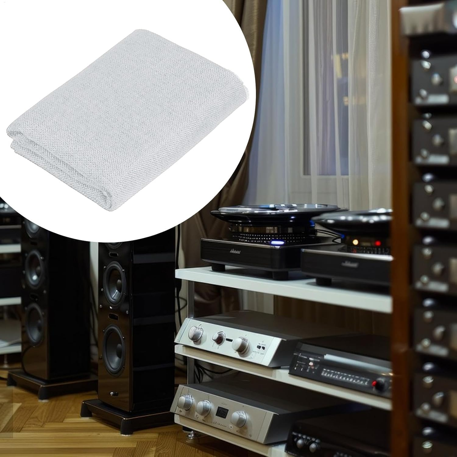 Speaker Grill Cloth | Transparent Speaker Protective Cloth | Dustproof Fabric Replacement for Home, Stage, Audio Panels, Media Cabinet - Khaki image number 5