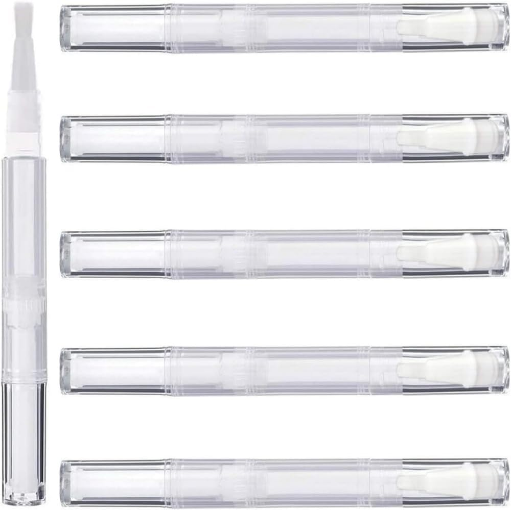 DACUAN Cosmetic Container Pen, 6 Pcs Empty Nail Oil Pen with Brush Tip, 3 Ml Empty Transparent Twist Pen Liquid Tube with Nail Oil Pen Brush Tip for Gloss Eyelash Growth image number 4