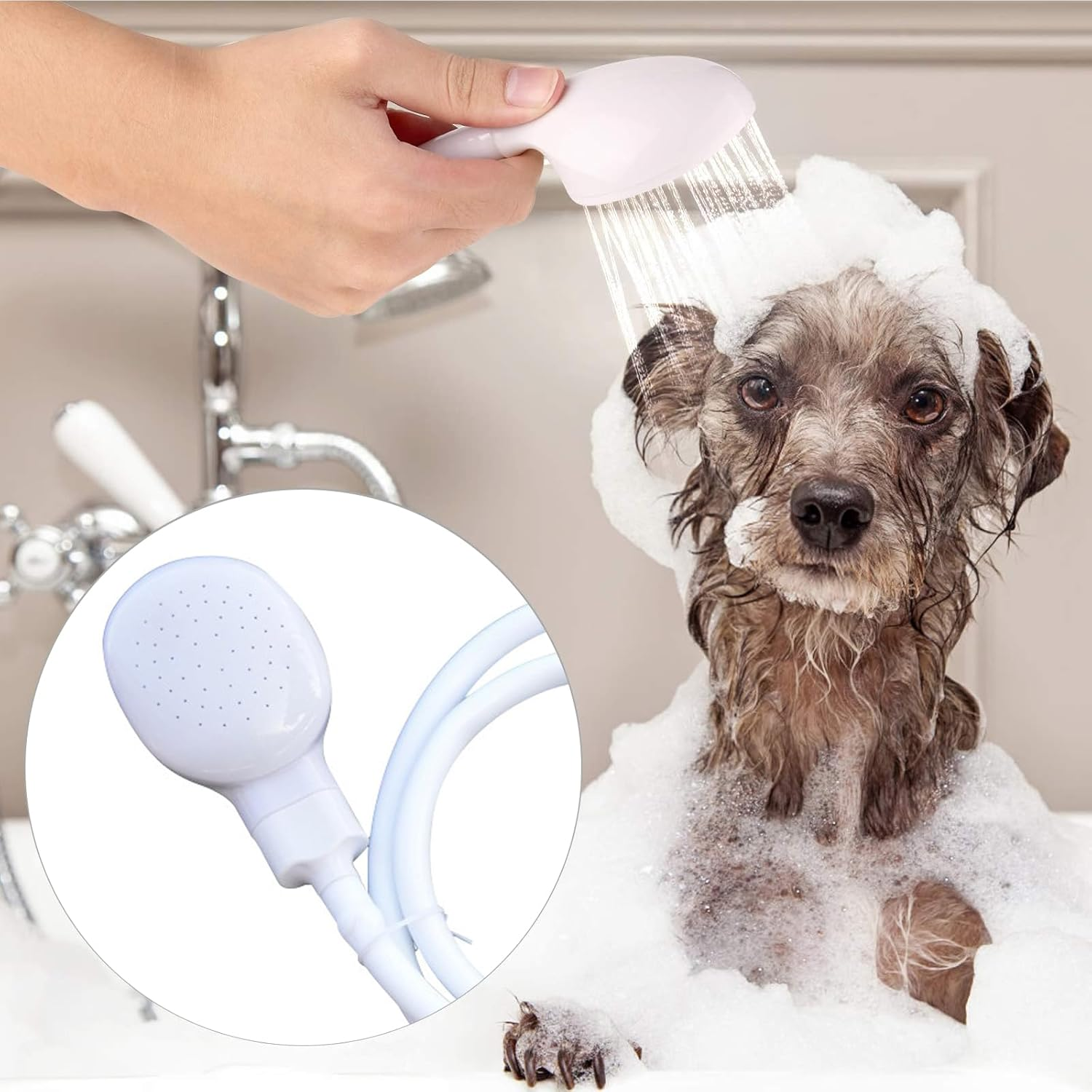 Portable Rubber Tube Nozzle, Portable Faucet Sprayer, Shampoo Sprayer Handheld Shower Head Spray Hose for Bathing Baby,Pets,Washing Hair,Rinsing Vegetables image number 3