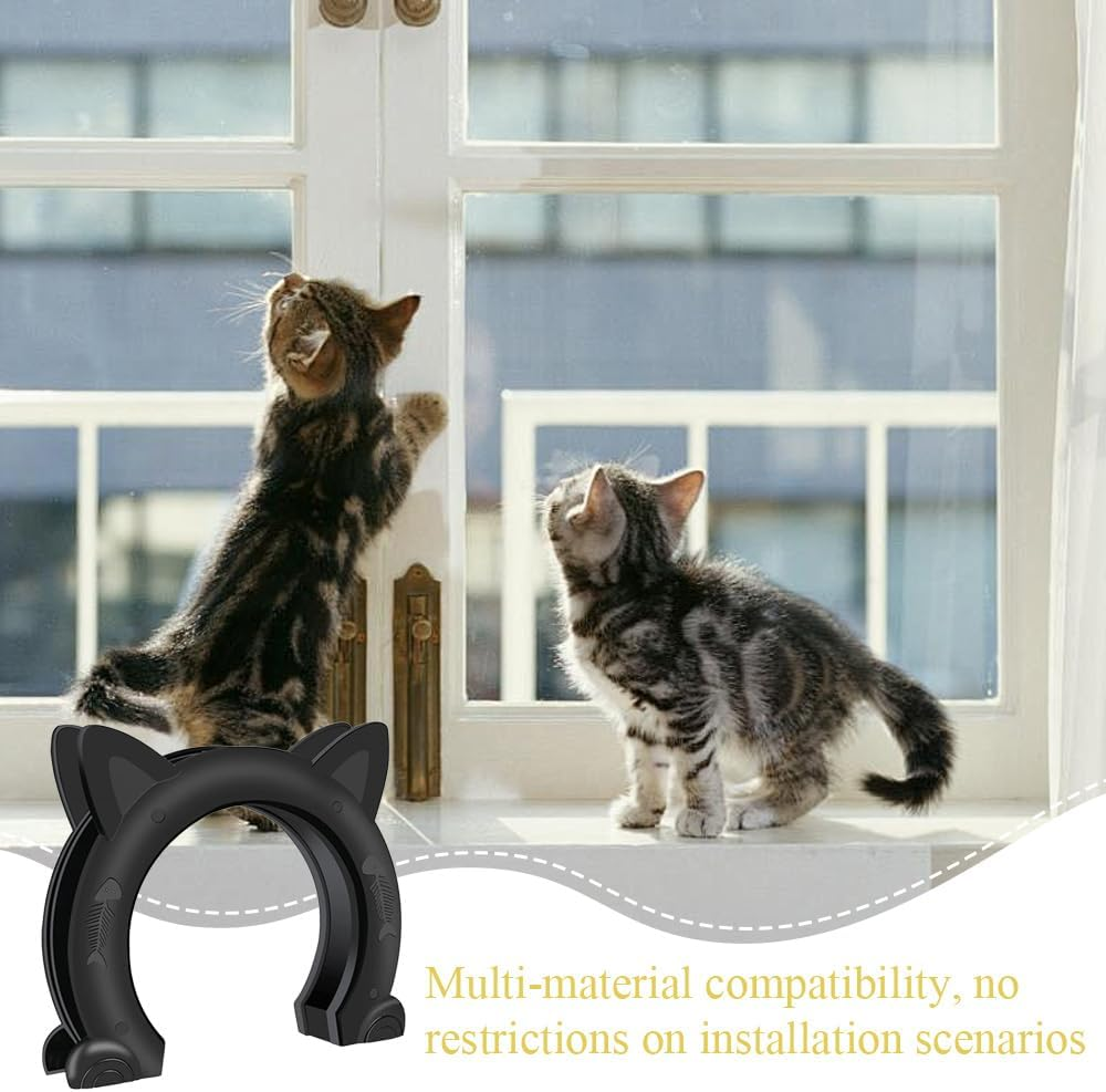 Cat Door,Hollow Core Doors,Round Pets Door,Dog Gate,For Cats and Dogs or Small Pets,Household Solid and Hollow Core Doors Convenient Pet Entry,Easy to Install,Xl (Black) image number 4