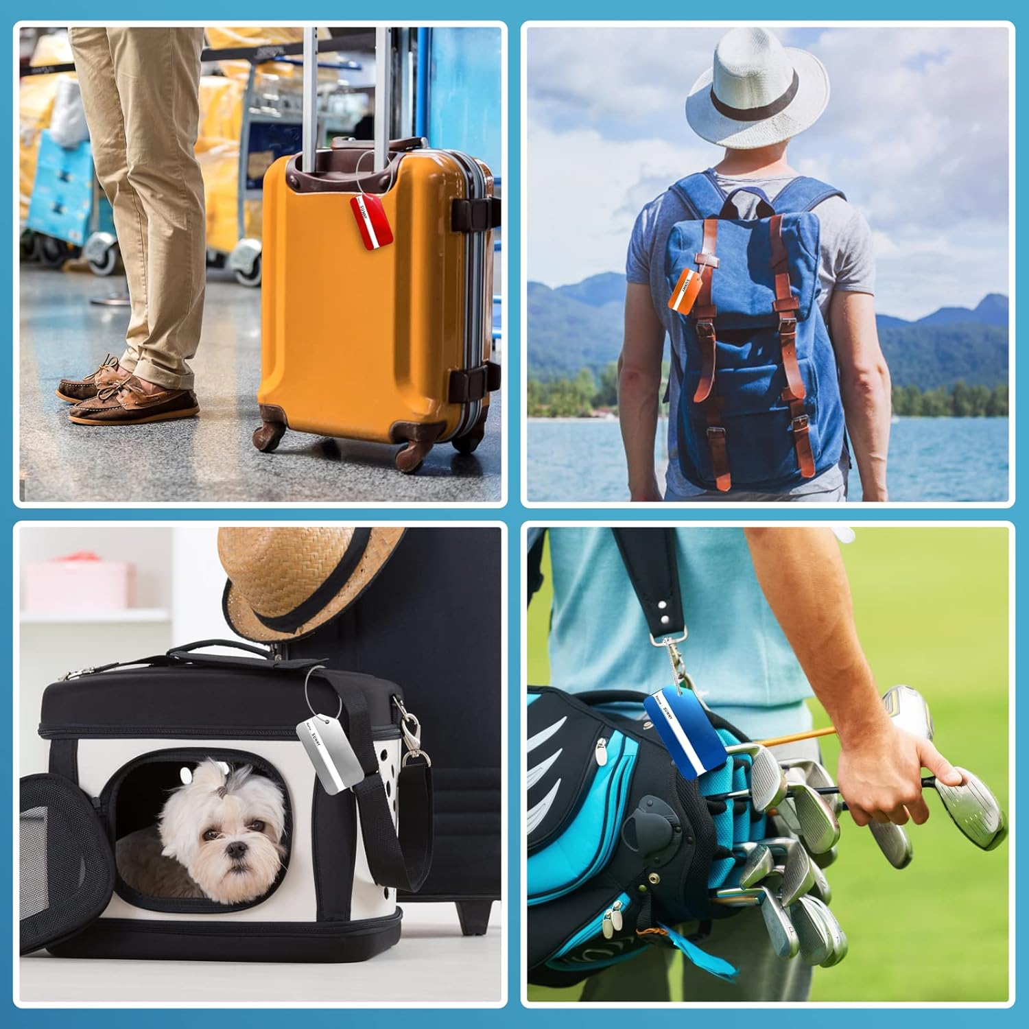 Luggage Tags for Suitcases, 6 Pack Aluminum Tags with Stainless Steel Loops and Privacy Protection ID Card, Colorful Travel Accessories for Suitcases Bags Baggage image number 2