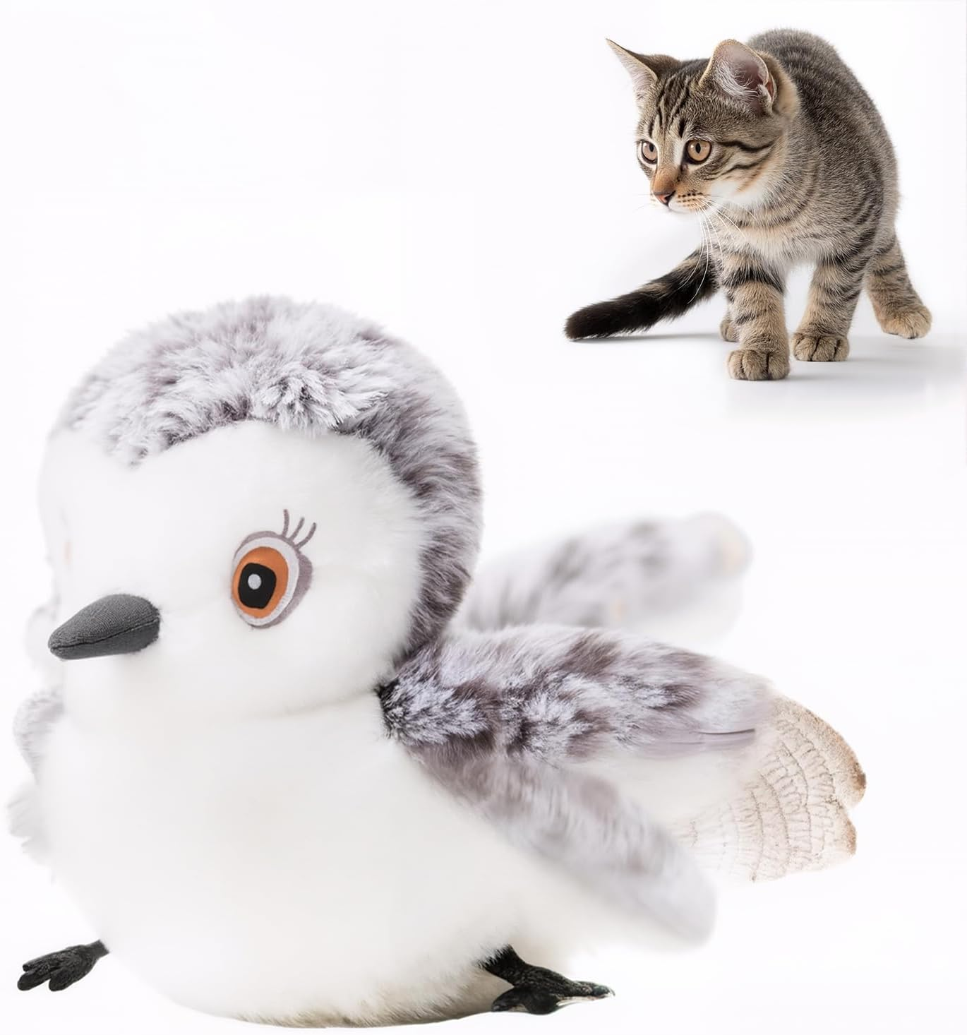 JORAGO Cat Toys - Cats Toy for Indoor Interactive, Flapping Bird, Lifelike Sandpiper Chirp Tweet, Touch Activated, Rechargeable Exercise Chasing Kitten Toy for All Breeds Cat Kicker Catnip Toys image number 3