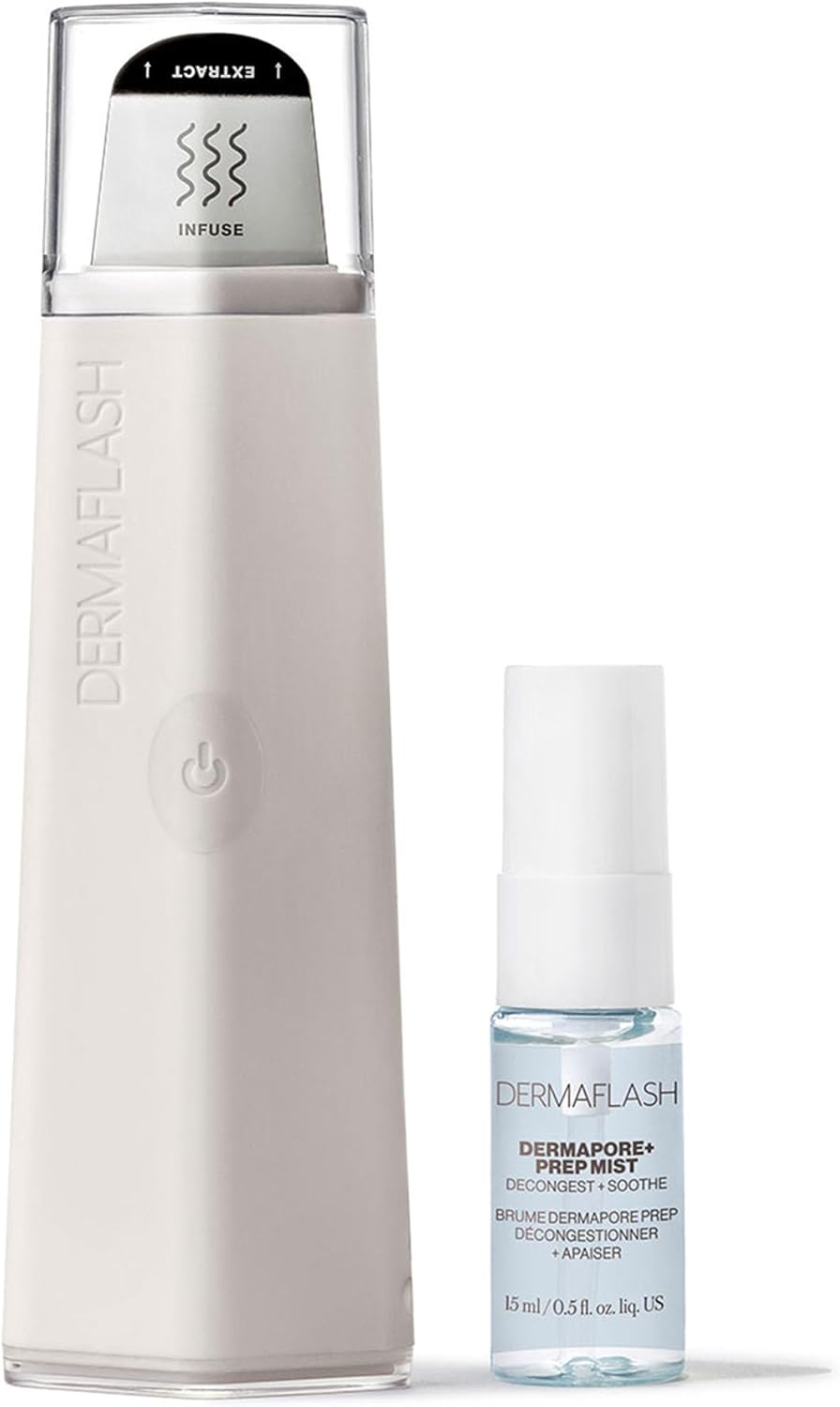 DERMAFLASH DERMAPORE+ Skin Care Device, Ultrasonic 2-In-1 Pore Extractor and Skincare Infuser, Stone image number 2