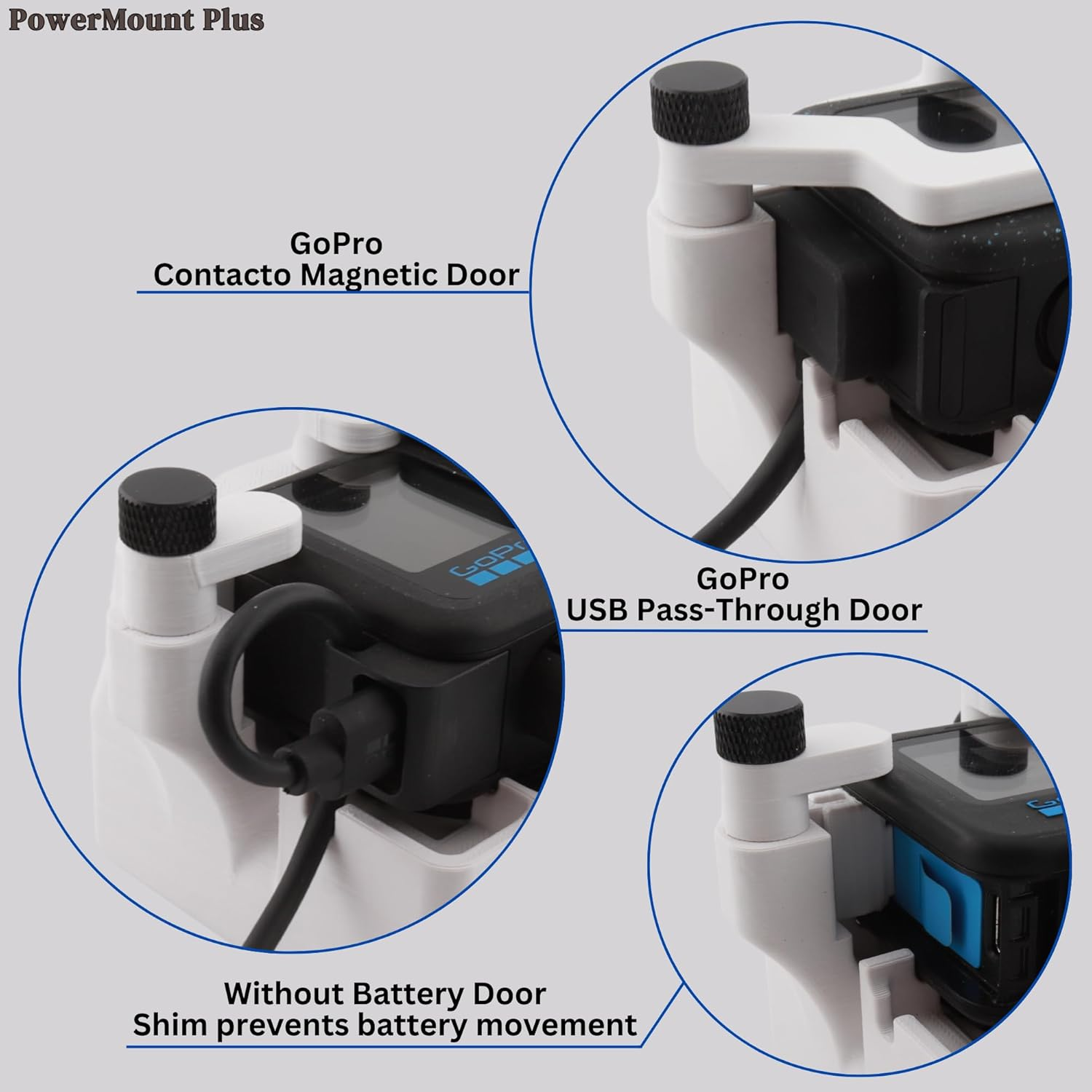9Thirteen, Cooler Fan/Case. Works with Gopro HERO9, HERO10, HERO11, HERO12, HERO13, Reduce Overheating in Static Environments at Sporting Events,Vlogging (White, Powermount plus &ndash; Variable Speed Fan) image number 5