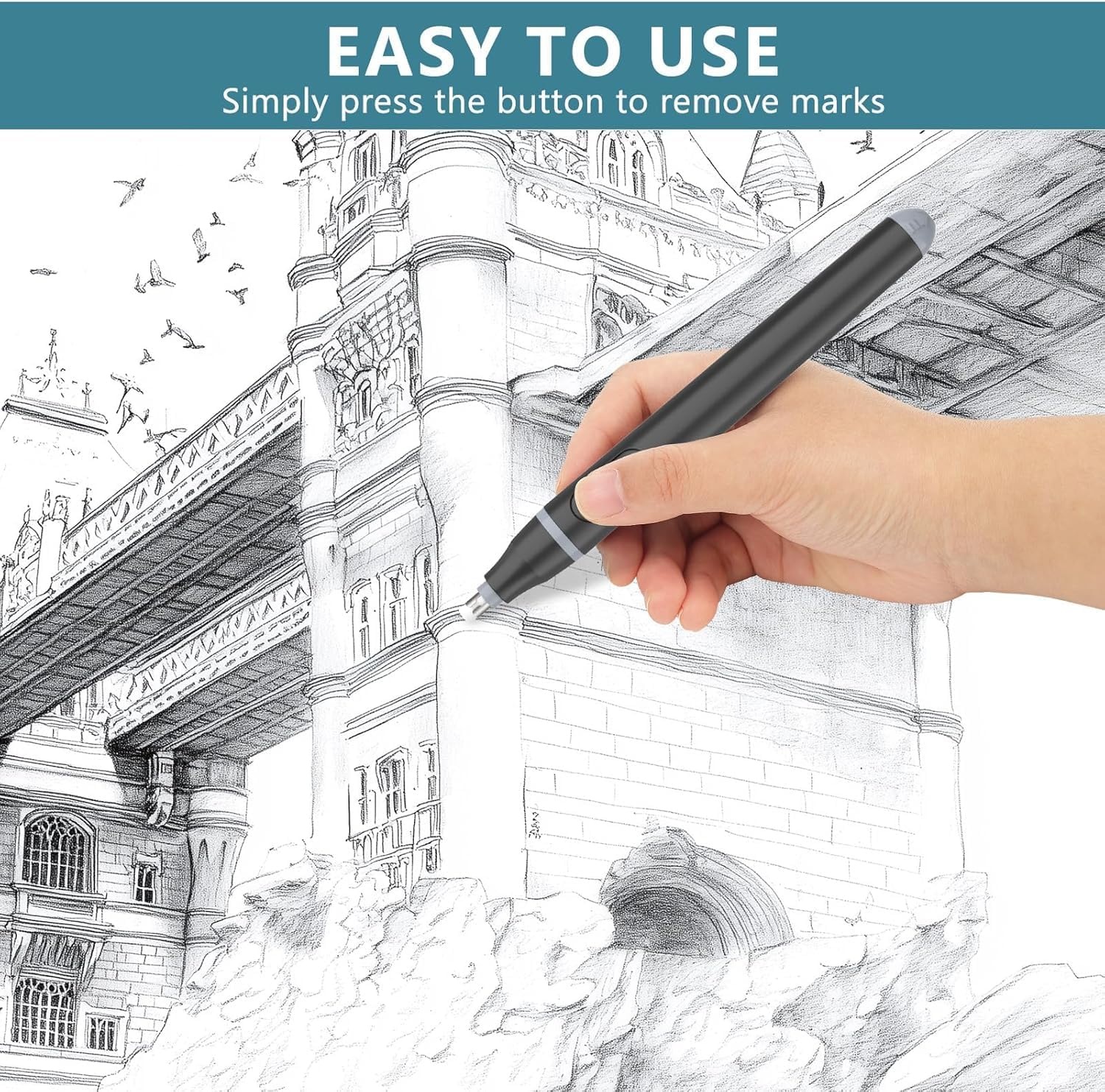 Electric Eraser with 220 Refills (80X5Mm+140X2.3Mm) Battery-Powered Automatic Pencil Eraser Dual-Size Eraser Tips (2.3Mm & 5Mm) for Artists Students Sketching Engineers Includes Cleaning Brush (Black)