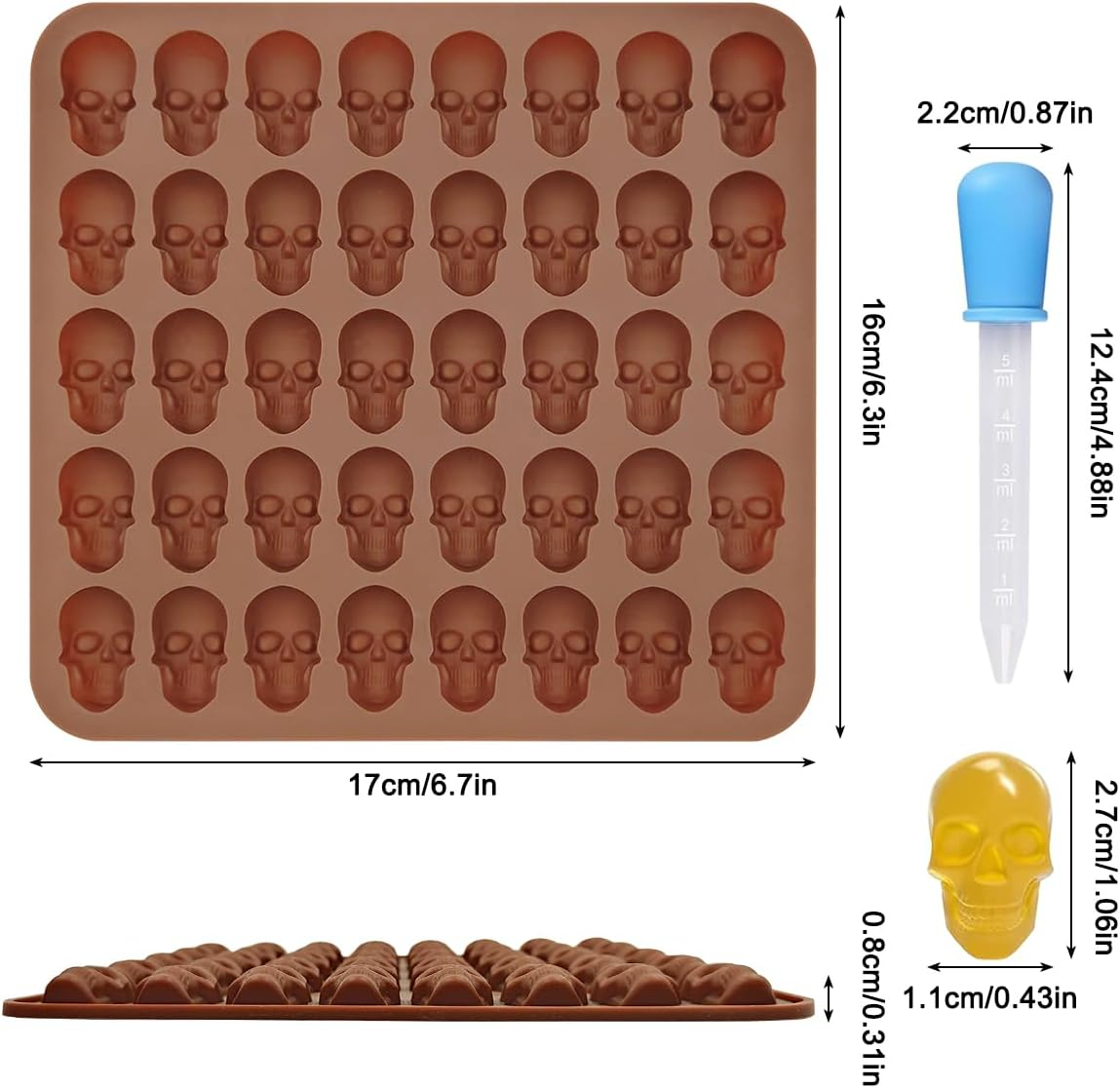 AFUNTA Mini Gummy Silicone Molds - 3 PCS Non-Stick Chocolate & Candy Mold with 3PCS Droppers for Jello, Cakes, Ice Cubes, Biscuits image number 5