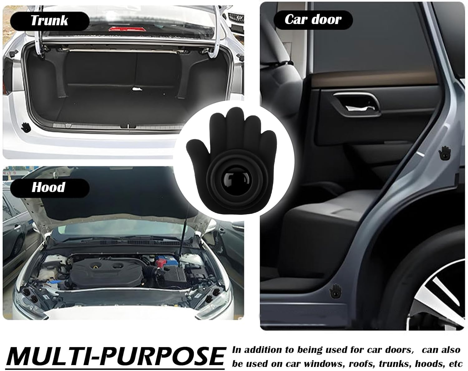 10PCS Car Door Shock Absorber Thickened,Self-Adhesive Door Cushion Shock Absorbers with Soundproof Distinctive Palm Design,Anti-Collision Car Doors Slam Stopper Cars Accessories image number 6