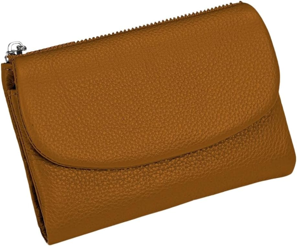 Unisex Leather Wallet, 5.3In Short Genuine Leather Coin Card Holder with Money Clip for Coins and Cards, Small Compact Bifold Pocket Purse Multicolor, for Men & Wome (Brown)