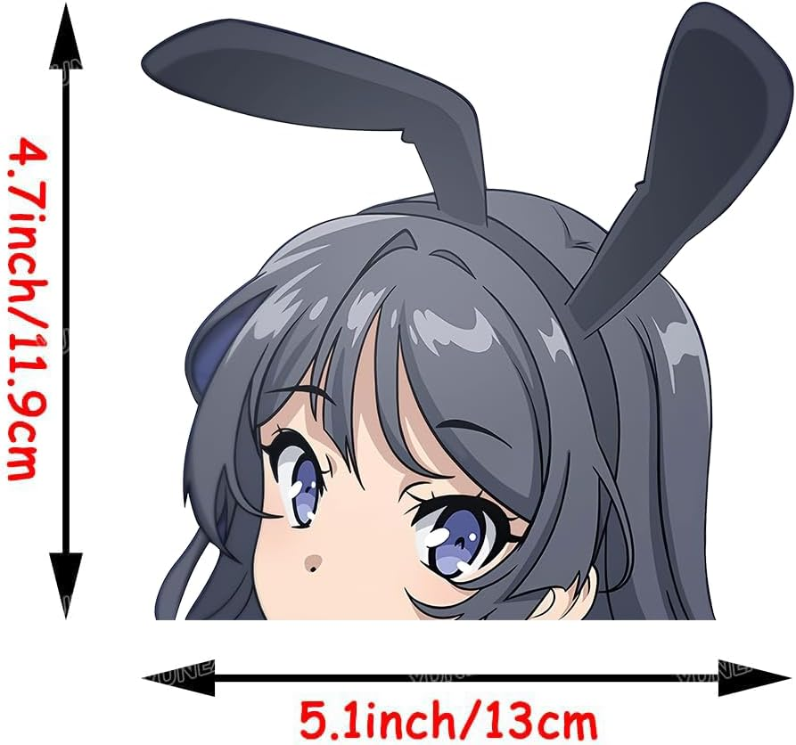 5.1 Inch Anime Car Sticker Mai Sakurajima Peeker Waterproof Auto Accessories Decal for Bumper Window Laptop Trunk - B image number 3