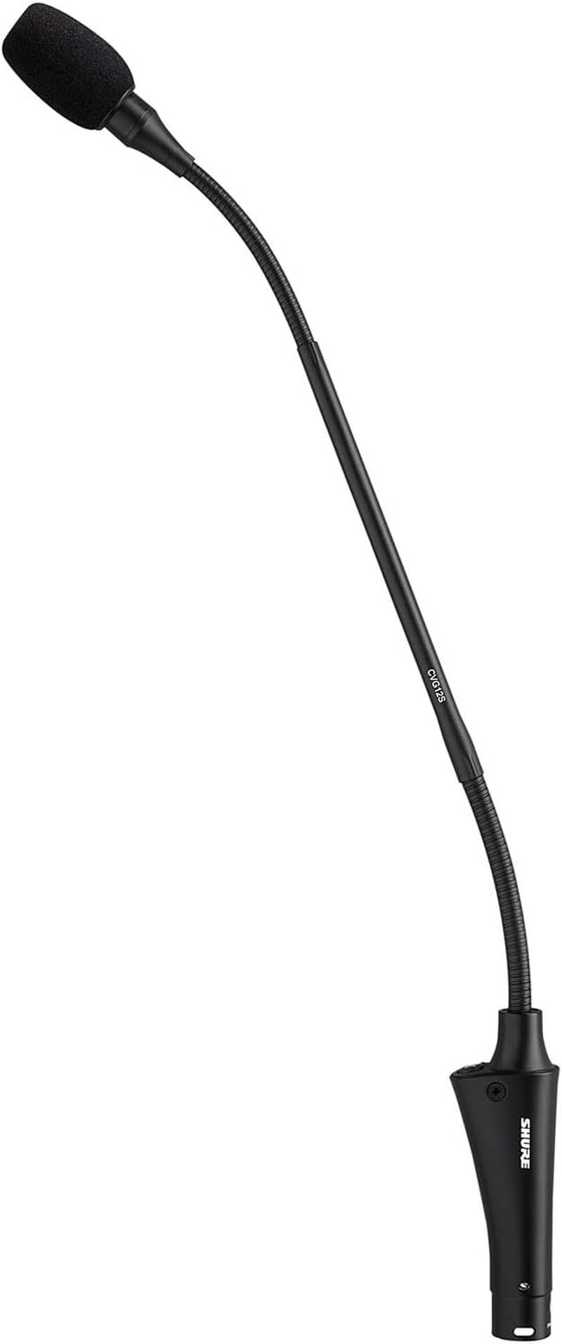 Shure CVG12-B/C Gooseneck Condenser Microphone, 12-Inch Inline Pre-Amp, Flange Mount, Cardioid - Black