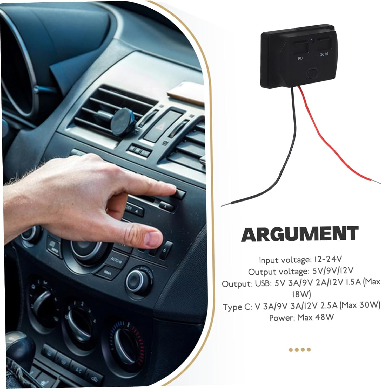 JECOMPRIS Car Phone Charger Dual Port Fast USB C Car Charger USB Outlet Wall Mount Compatible image number 4