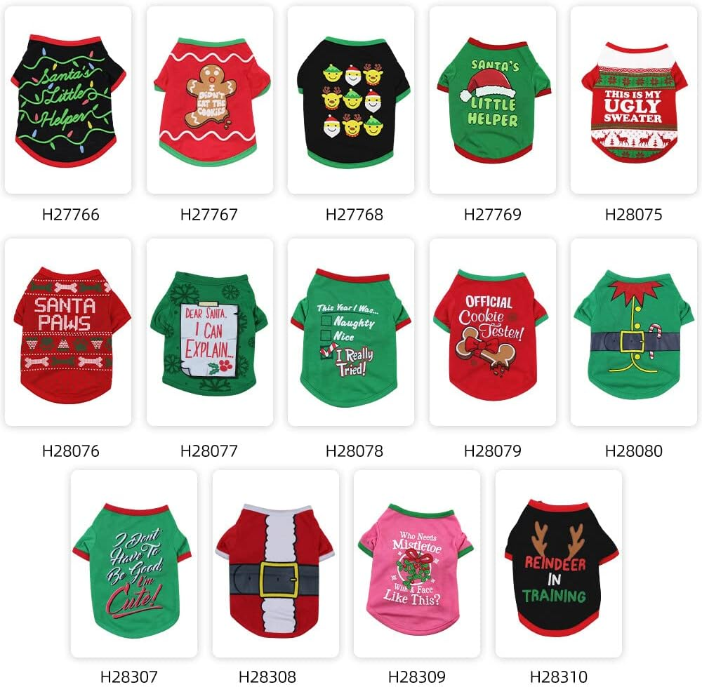 Xinyee Dog Shirt Dog Christmas T-Shirt Pet T-Shirt Dogs Christmas T-Shirt Summer Dog T-Shirt Pet Dogs Clothing Christmas Dog Clothing Polyester T-Shirt Puppy Costume image number 4