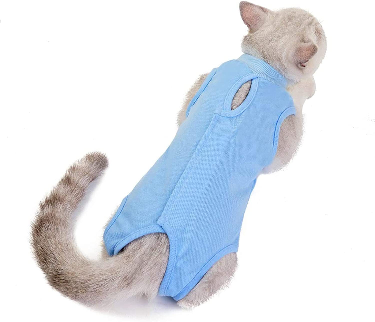 Valuehall Cat Surgical Recovery Suit - E-Collar Alternative, Prevents Secondary Infection, Anti-Licking, V11C09 (L, Blue)