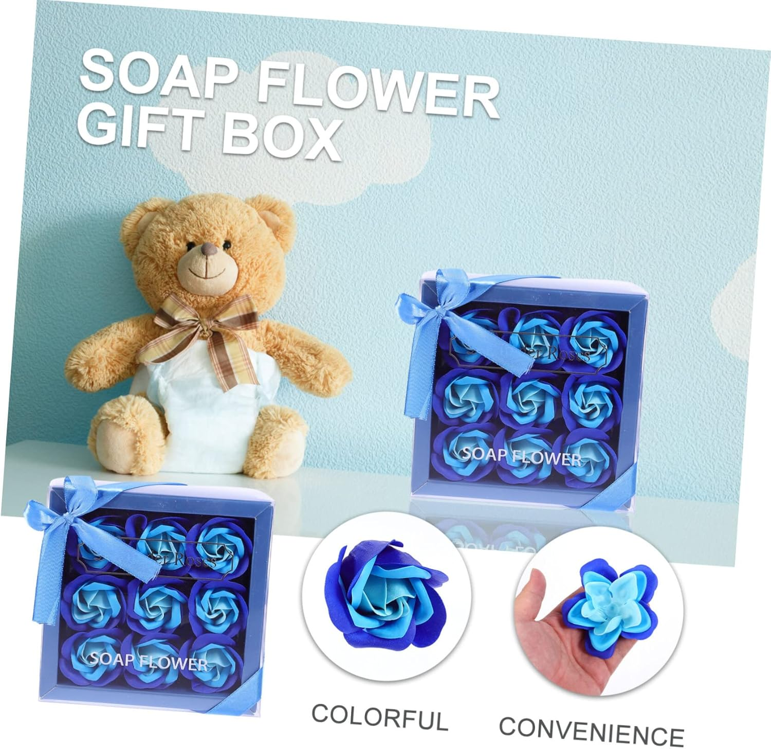 Abaodam Decorative Soap Rose Flower Box Realistic Flowers for Valentine Day Mother Day Birthdays Special Occasions Scented Arrangement for Your Loved image number 3