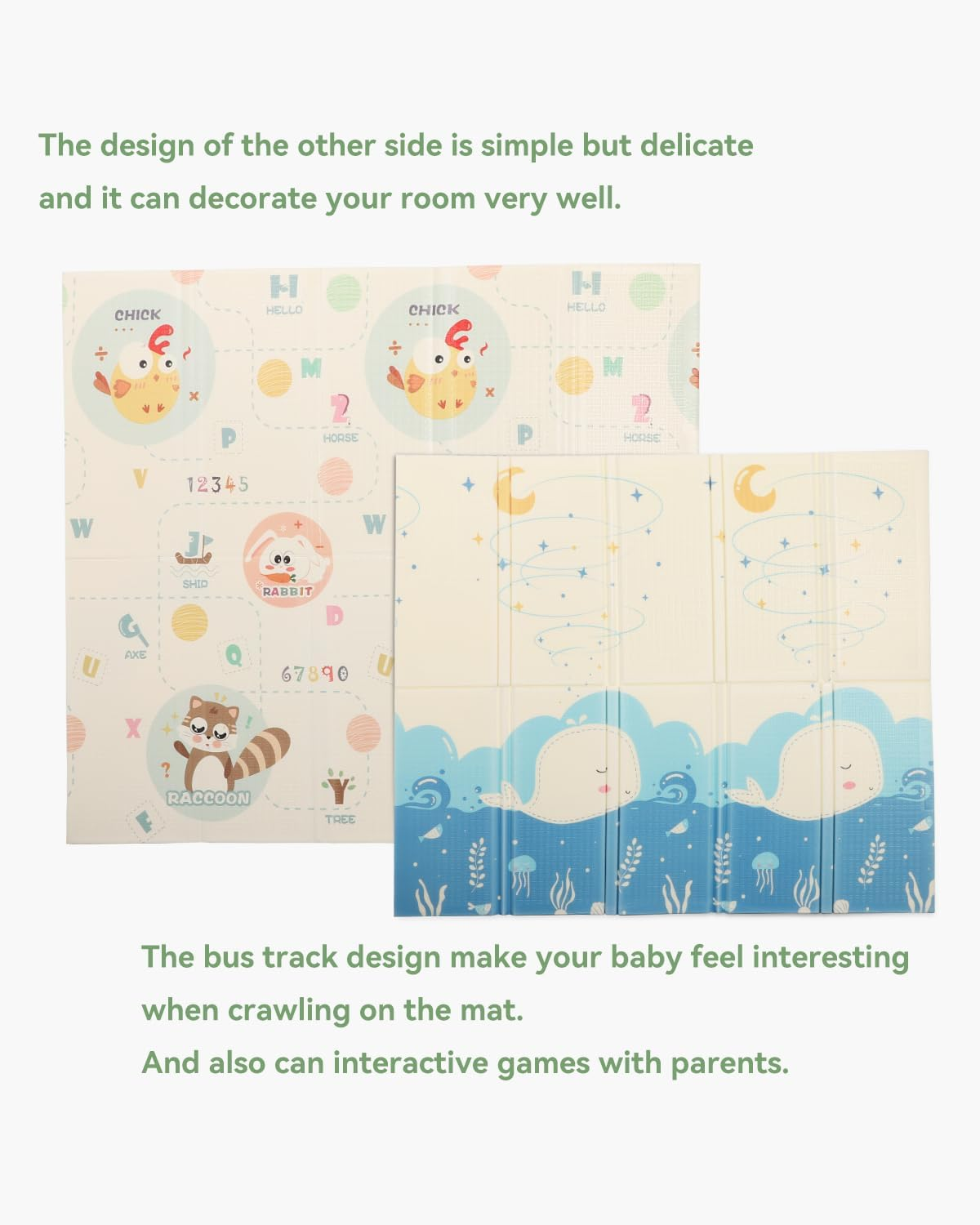 Reversible Baby Floor Mat - 200X180Cm Baby Play Mats, Foldable and Lightweight Waterproof Baby Play Mat for Floor - Easy Storage and Travel image number 4