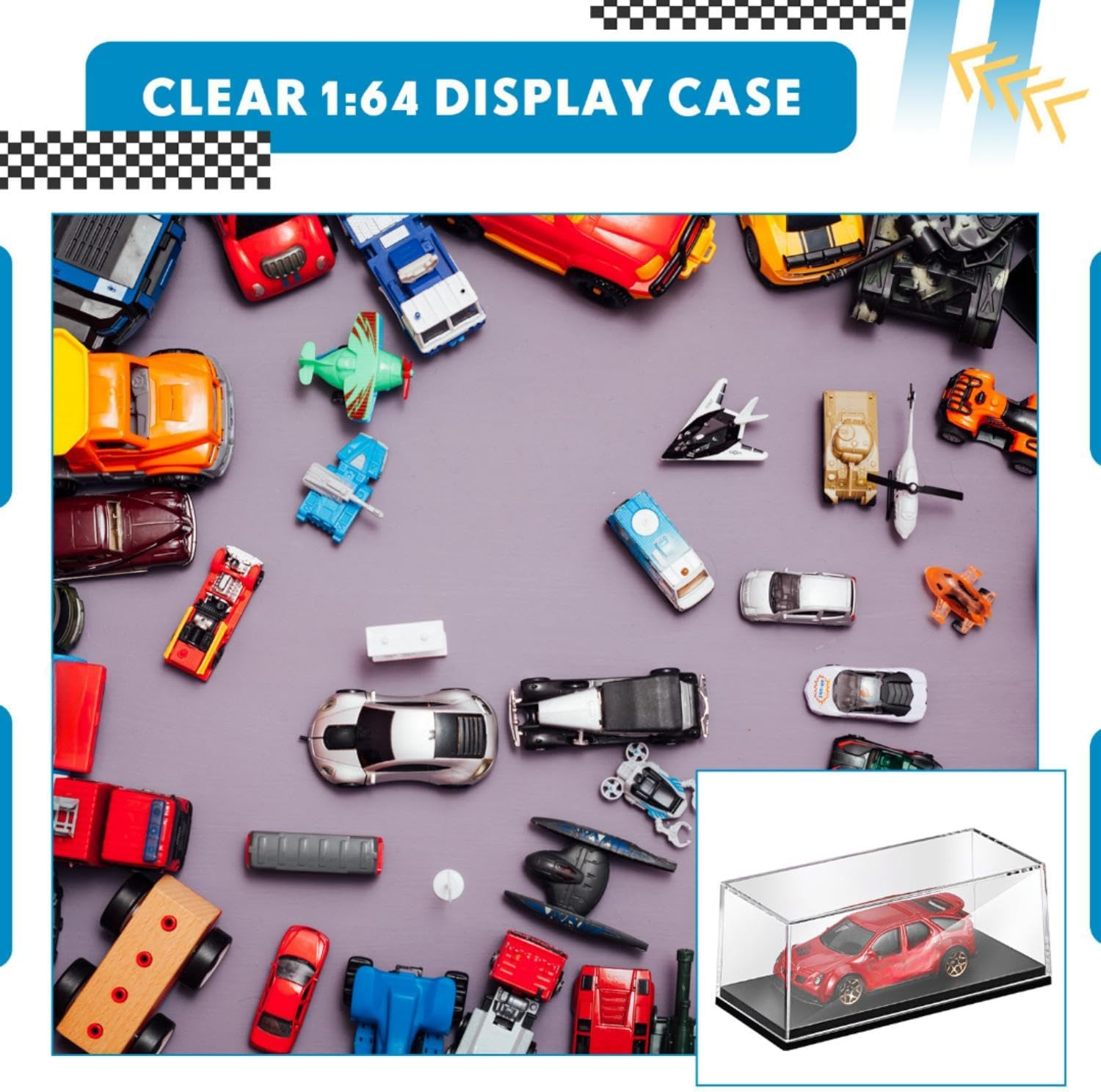 Singhoow 4 Pcs Clear Acrylic Display Case Storage 4.17 X 1.81 X 1.81 Inches Fit for 1/64 Scale Vehicles Toy Model Cars Display Case Storage Collectors image number 1