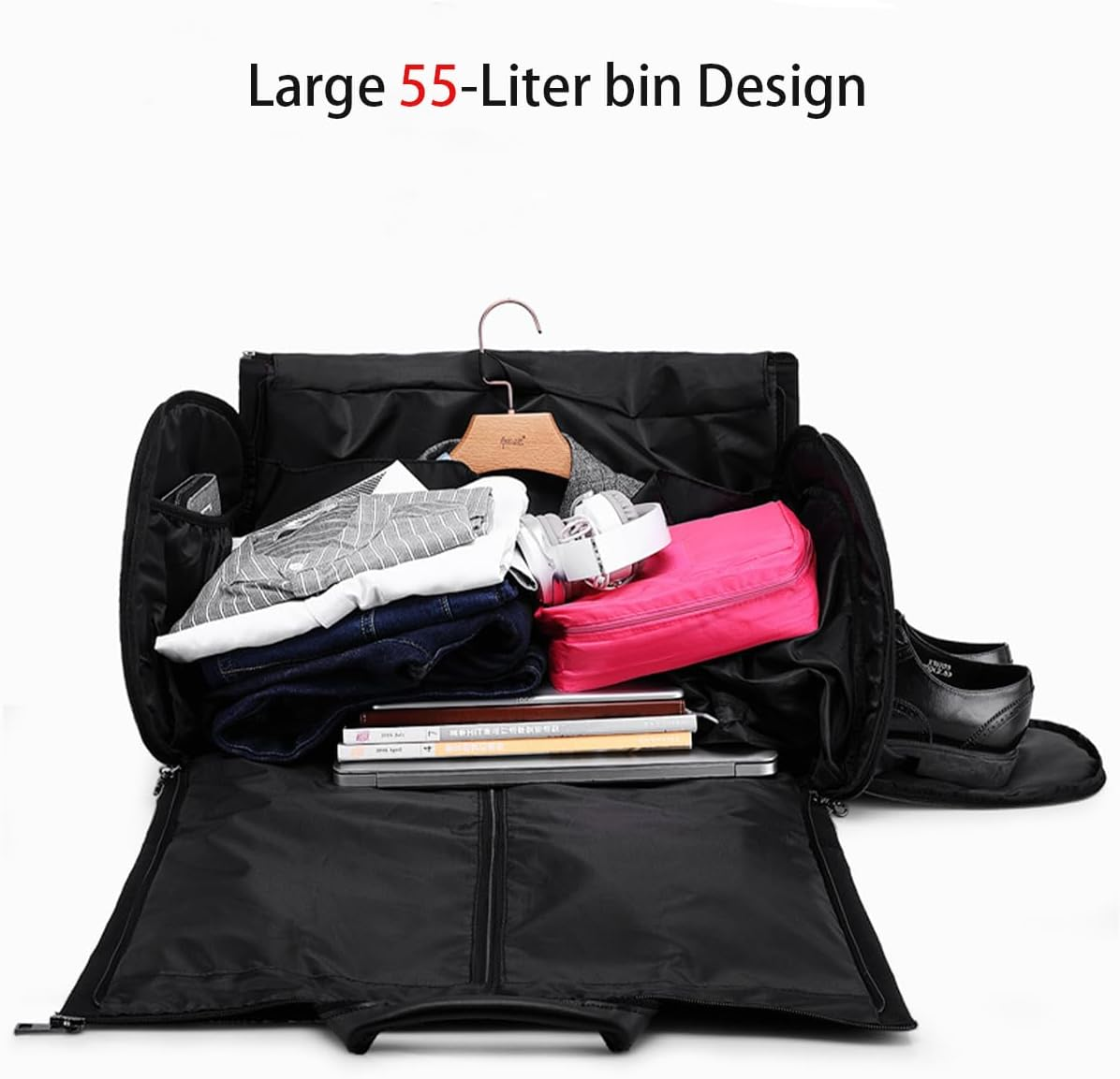 Garment Bags, Convertible Garment Bag with Shoulder Strap, Shoes Compartment, Carry on Travel Suit Bags, 2 in 1 Garment Duffle Bag for Men Women Weekender Bag (Extra Large Dark Black) image number 6